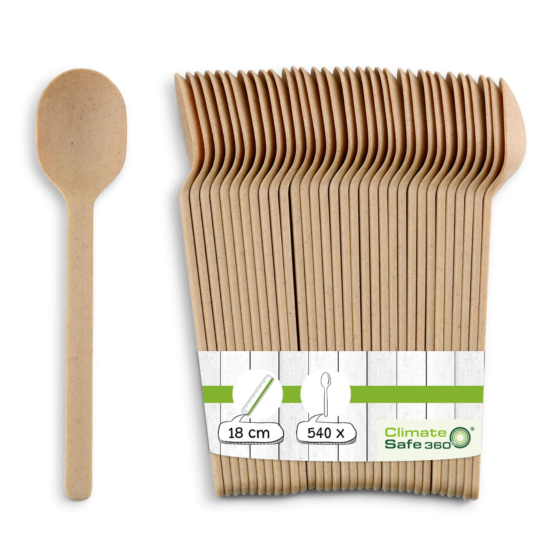 Mehrweg Löffel "Häppy Cutlery" 18 cm, natur