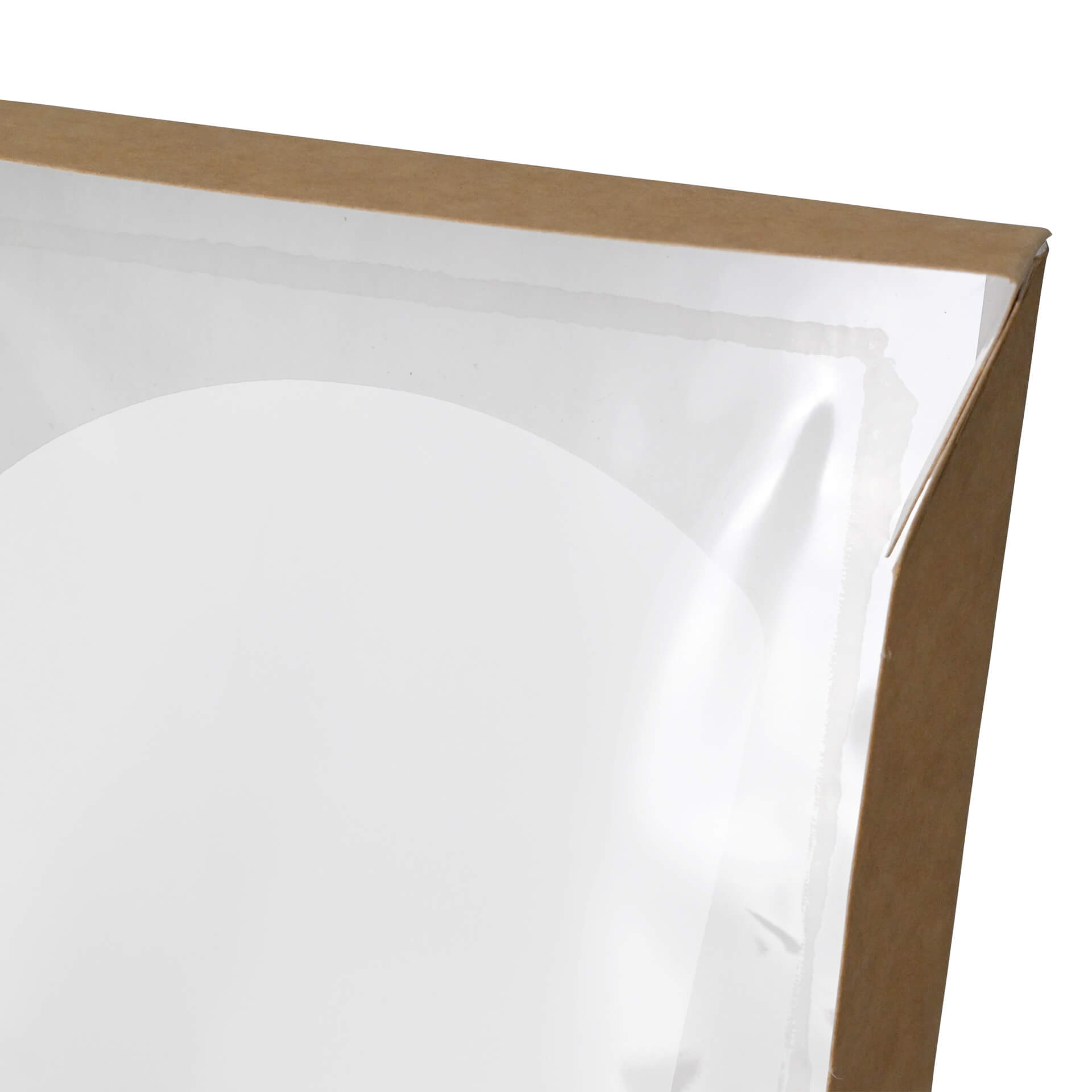 Karton-Sichtfenster-Schachteln 12 x 12 x 4 cm, 600 ml, Zellulose-Fenster, außen braun, innen weiß, faltbar