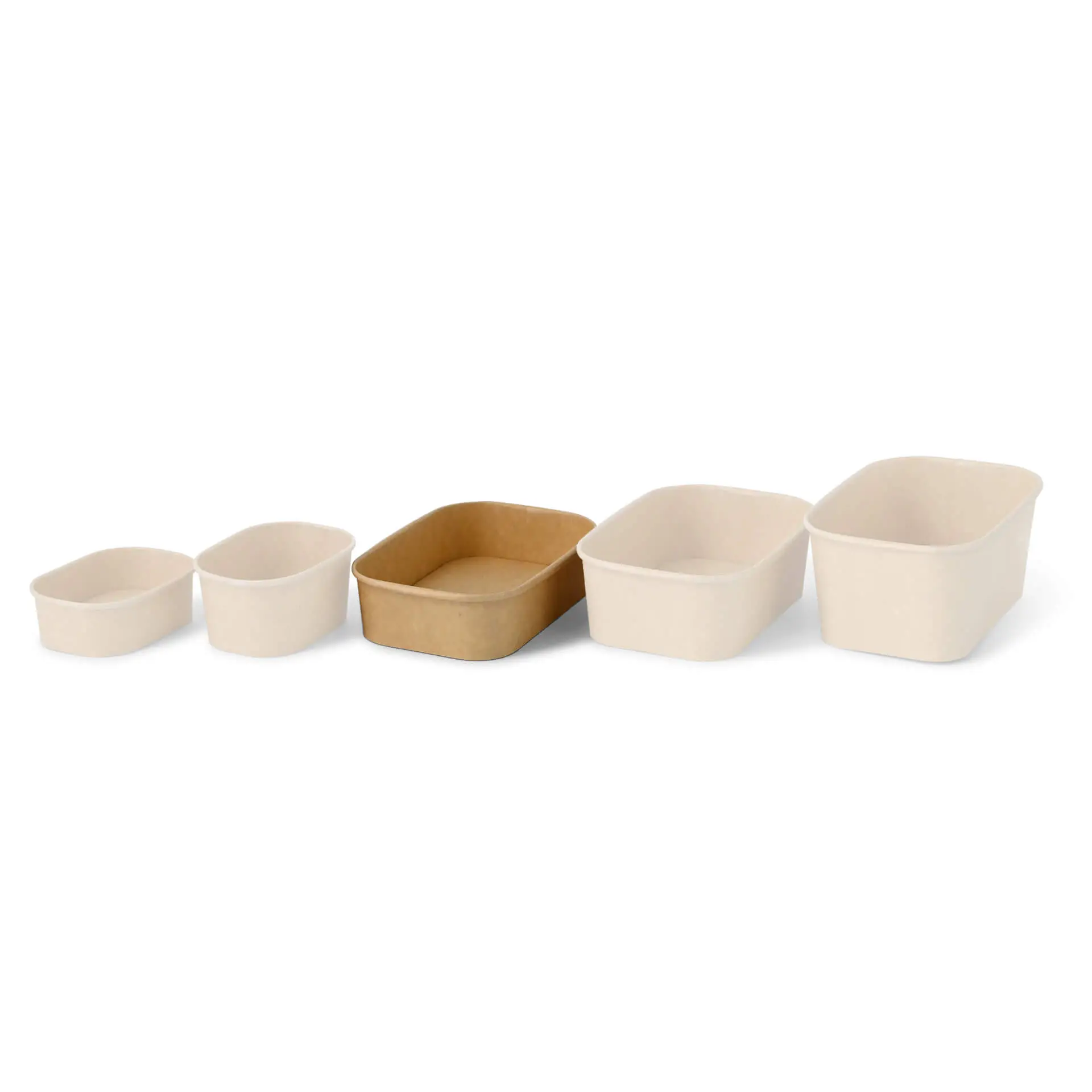 Cardboard-bowls 500 ml, 17,5 x 12,5 x 4 cm, brown, rectangular