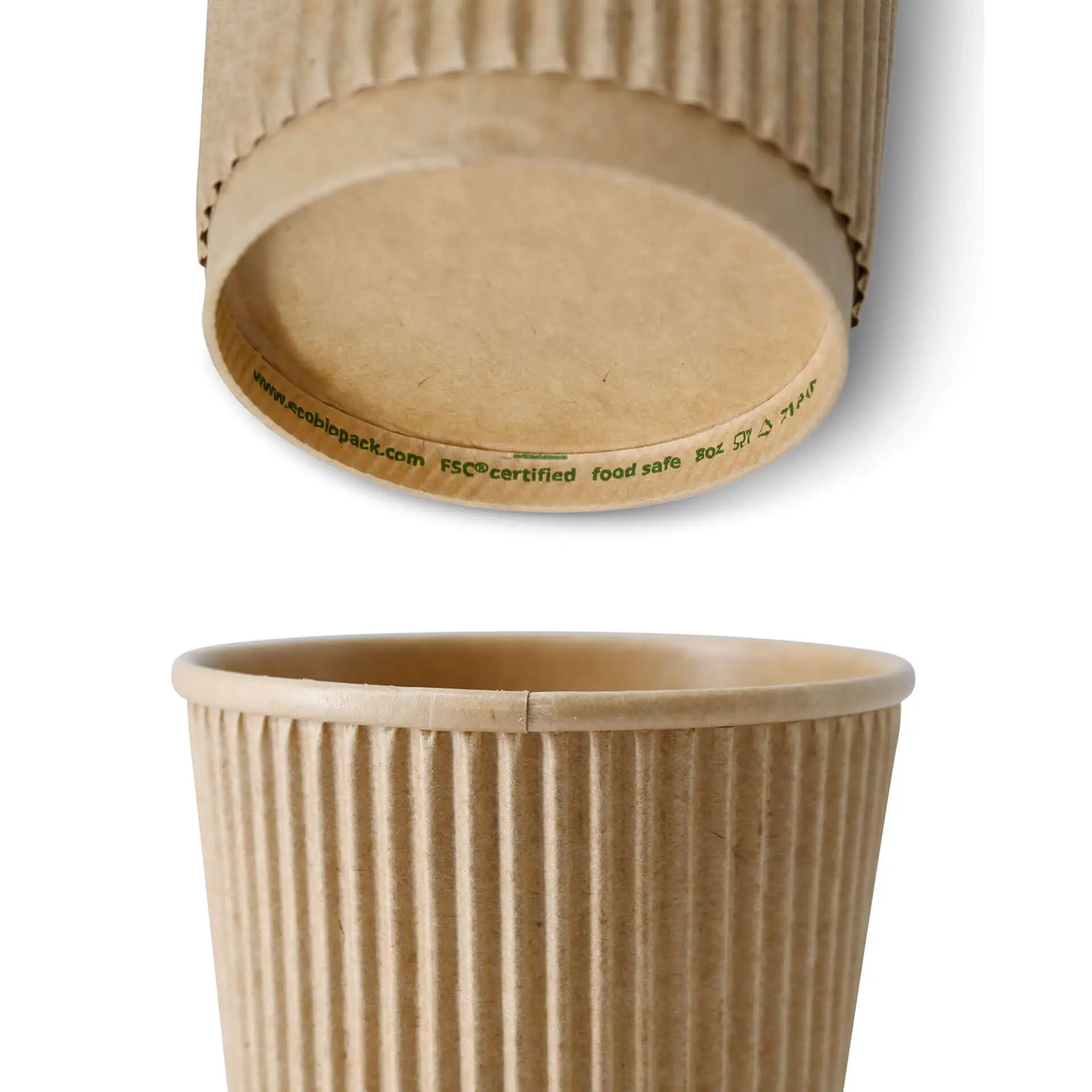 8 oz Ripple cups / Coffee cups, Ø 80 mm, kraft