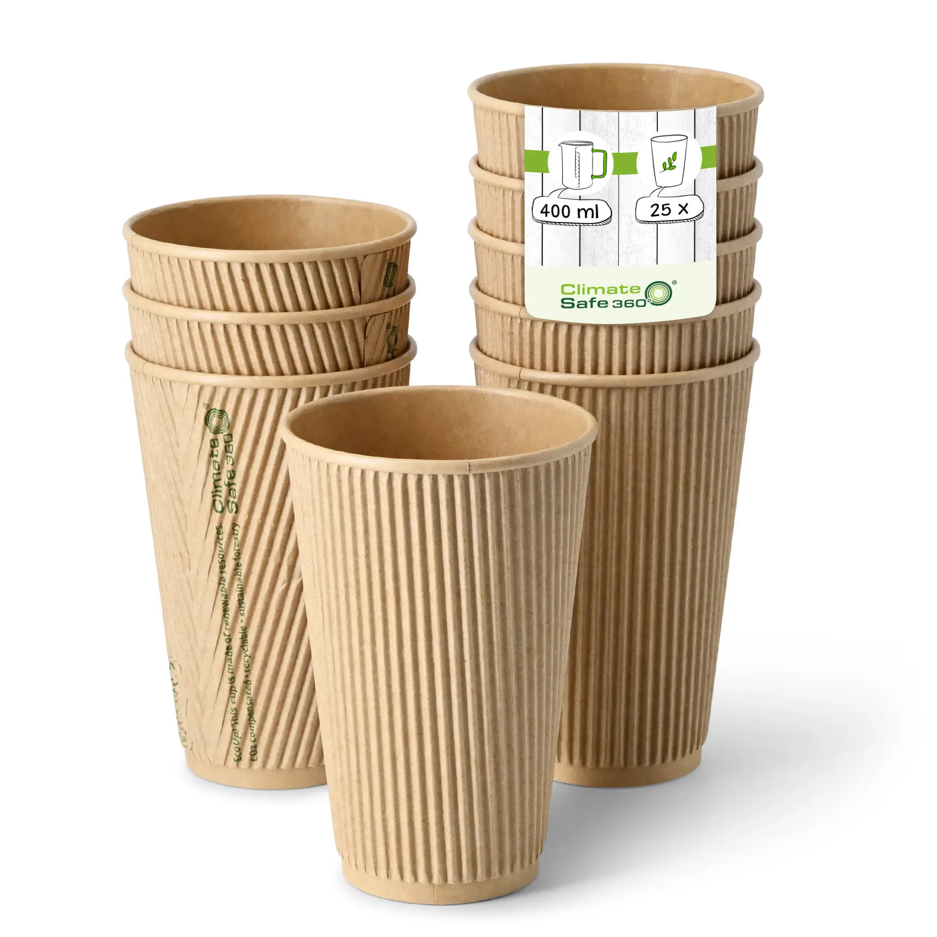 16 oz Ripple cups / Coffee Cups, Ø 90 mm, kraft