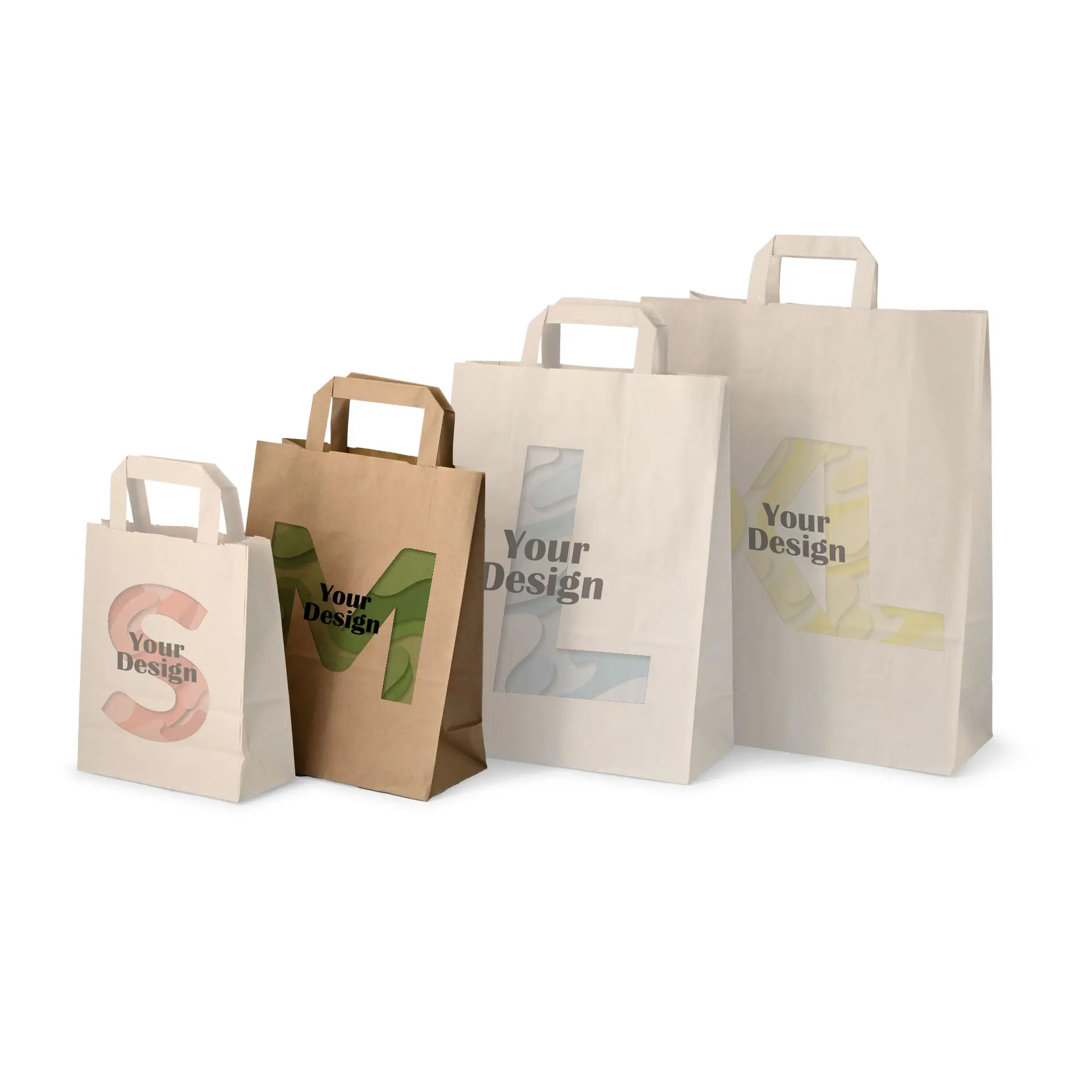 Paper bag printing with logo M, 22 x 10 x 28 cm, kraft