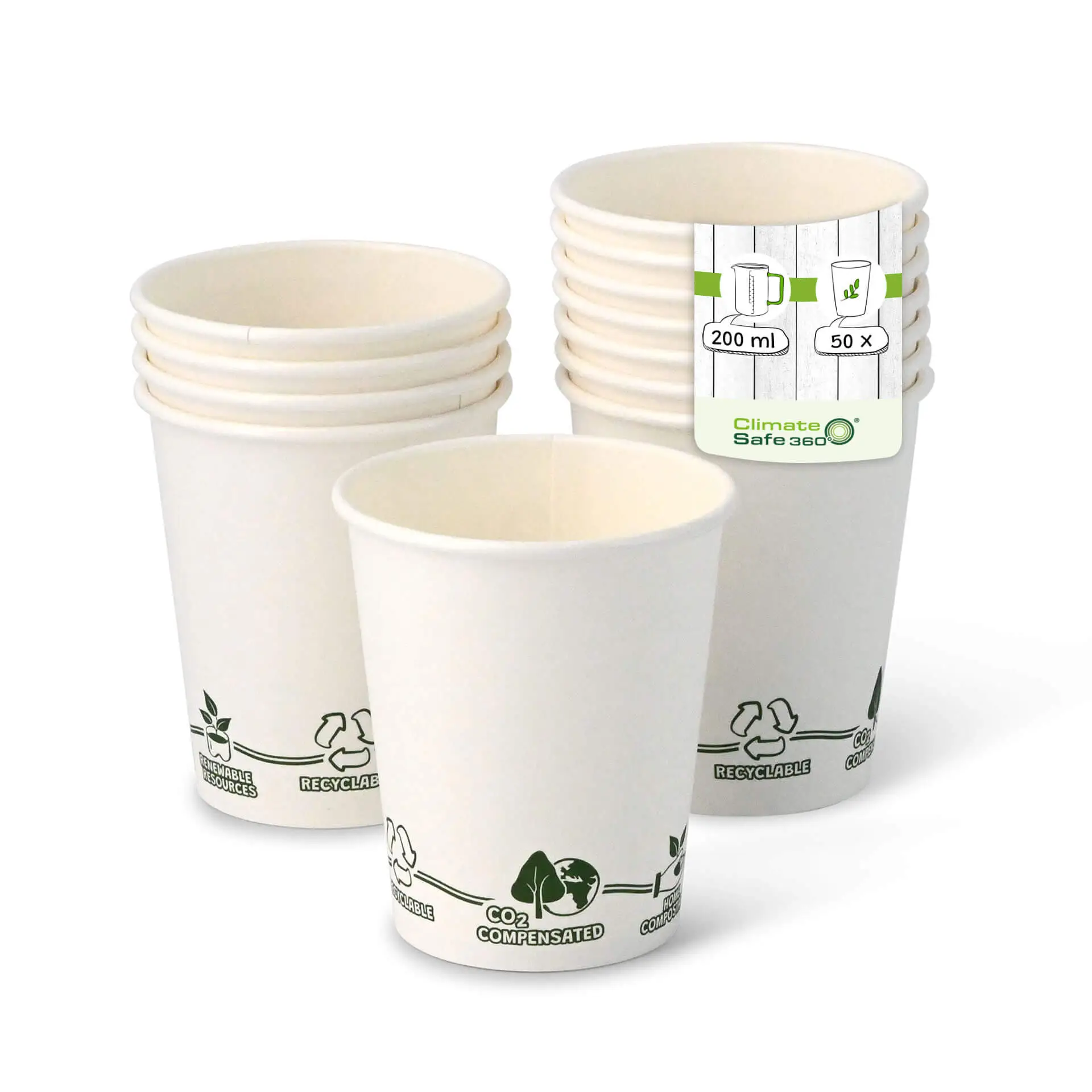 8 oz Paper cups single wall, Ø 80 mm, "EcoUp©" icons