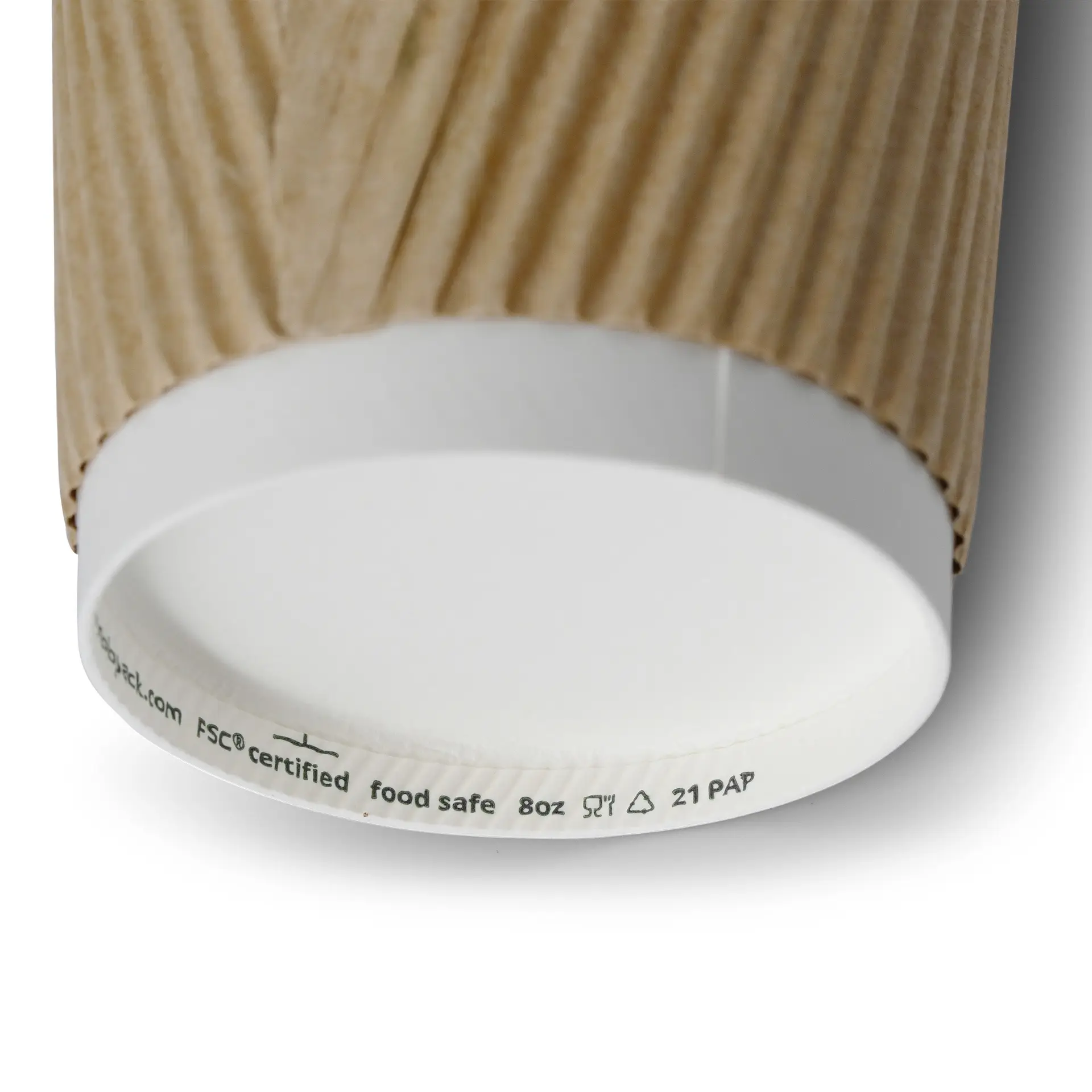 8 oz Take away coffee cups (coated) / Ripple cups, Ø 80 mm, brown, inner white