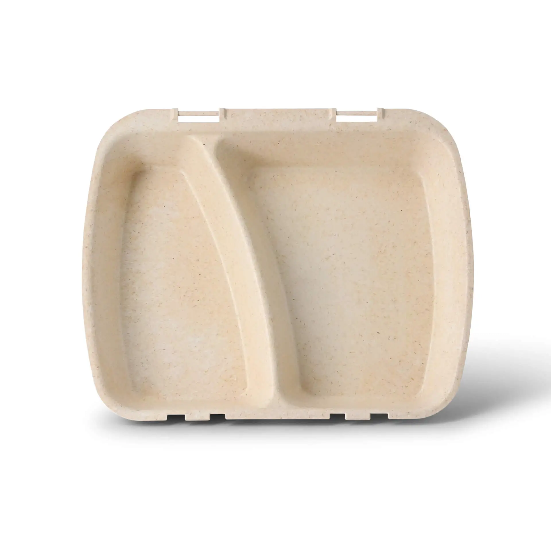 Reusable meal containers "merways Box" 24.5 x 20 x 4.5 cm, 2 compartments, HP4/2, cashew / creamy white