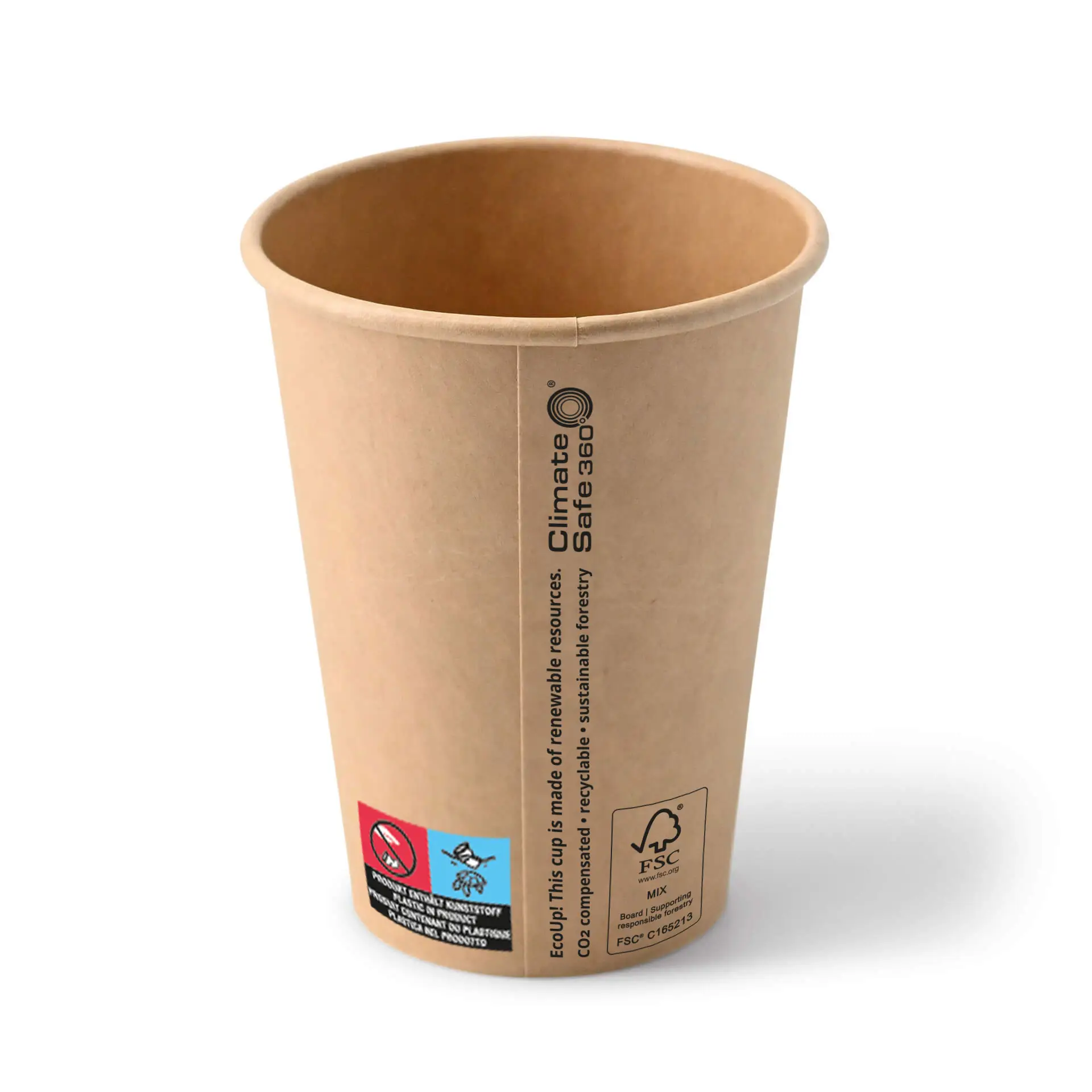 12 oz Paper cups (coated), Ø 90 mm, brown