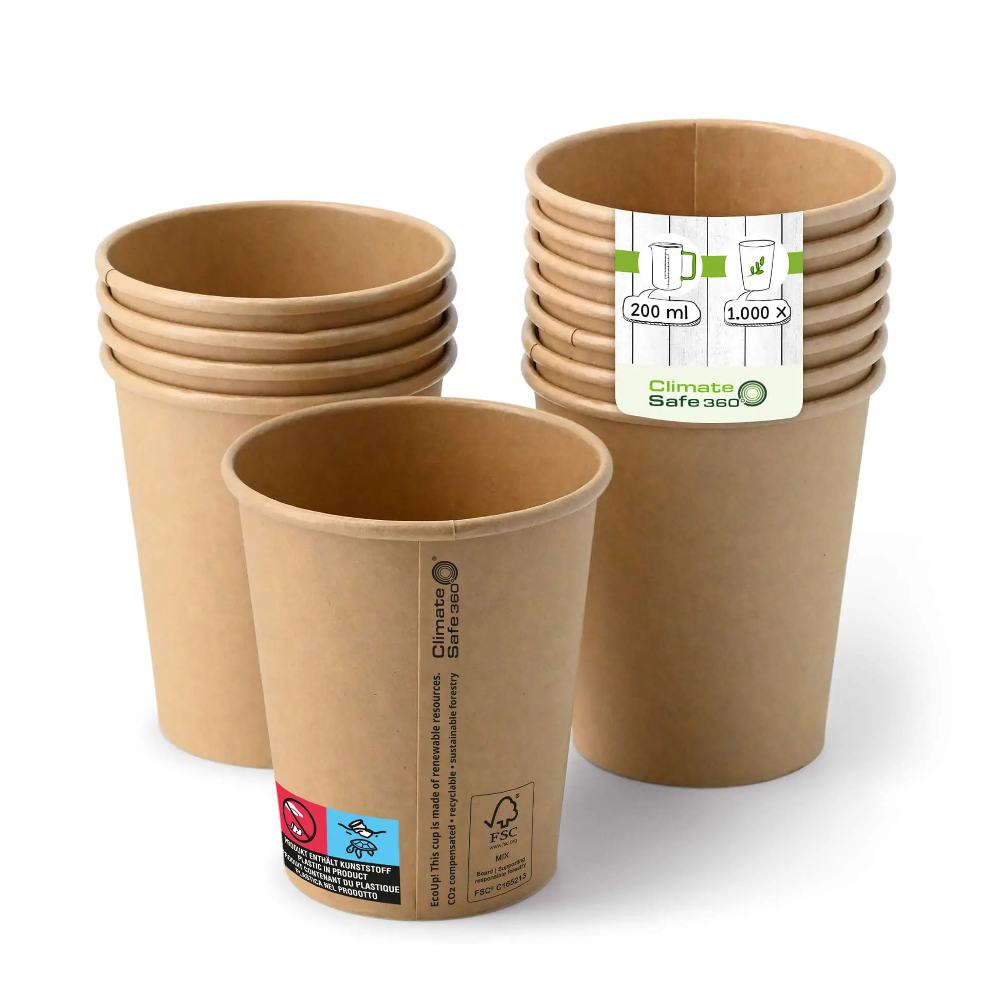 8 oz Paper cups (coated), Ø 80 mm, brown