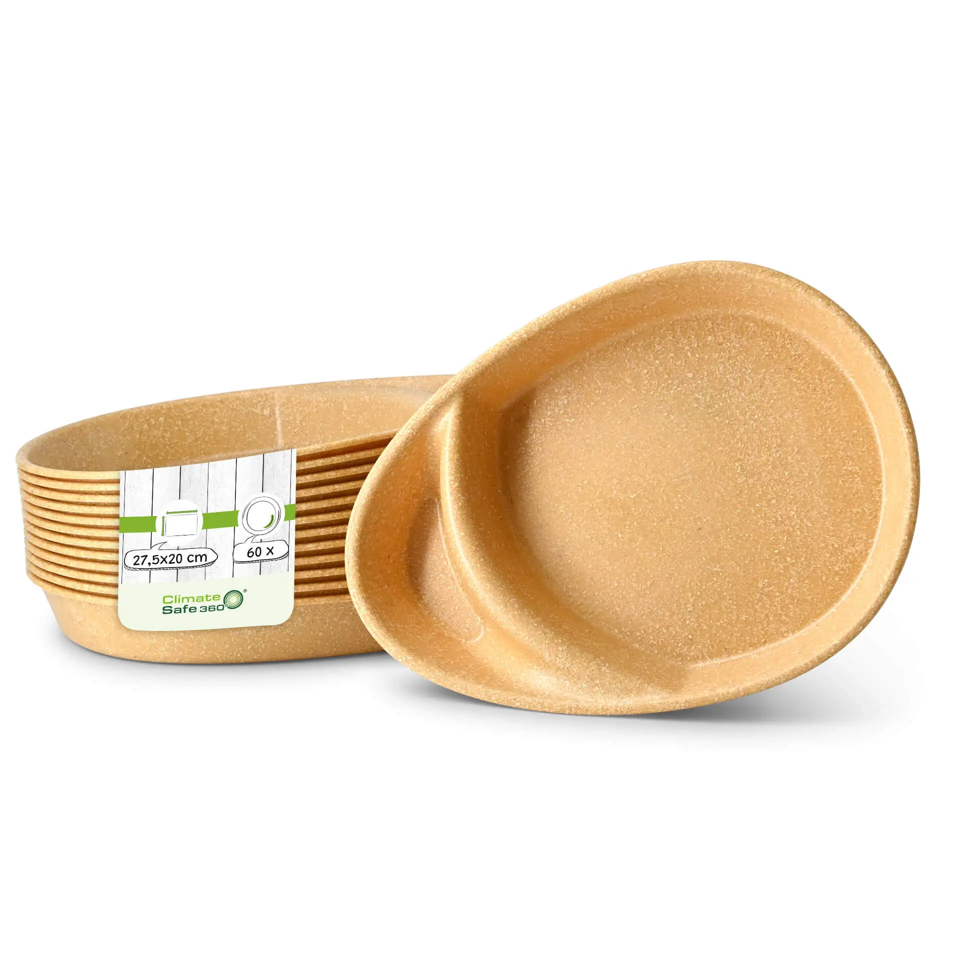 Reusable divided plates "merways Plate" 27.5 × 20 × 3.5 cm, 2 compartments, teardrop, caramel / brown