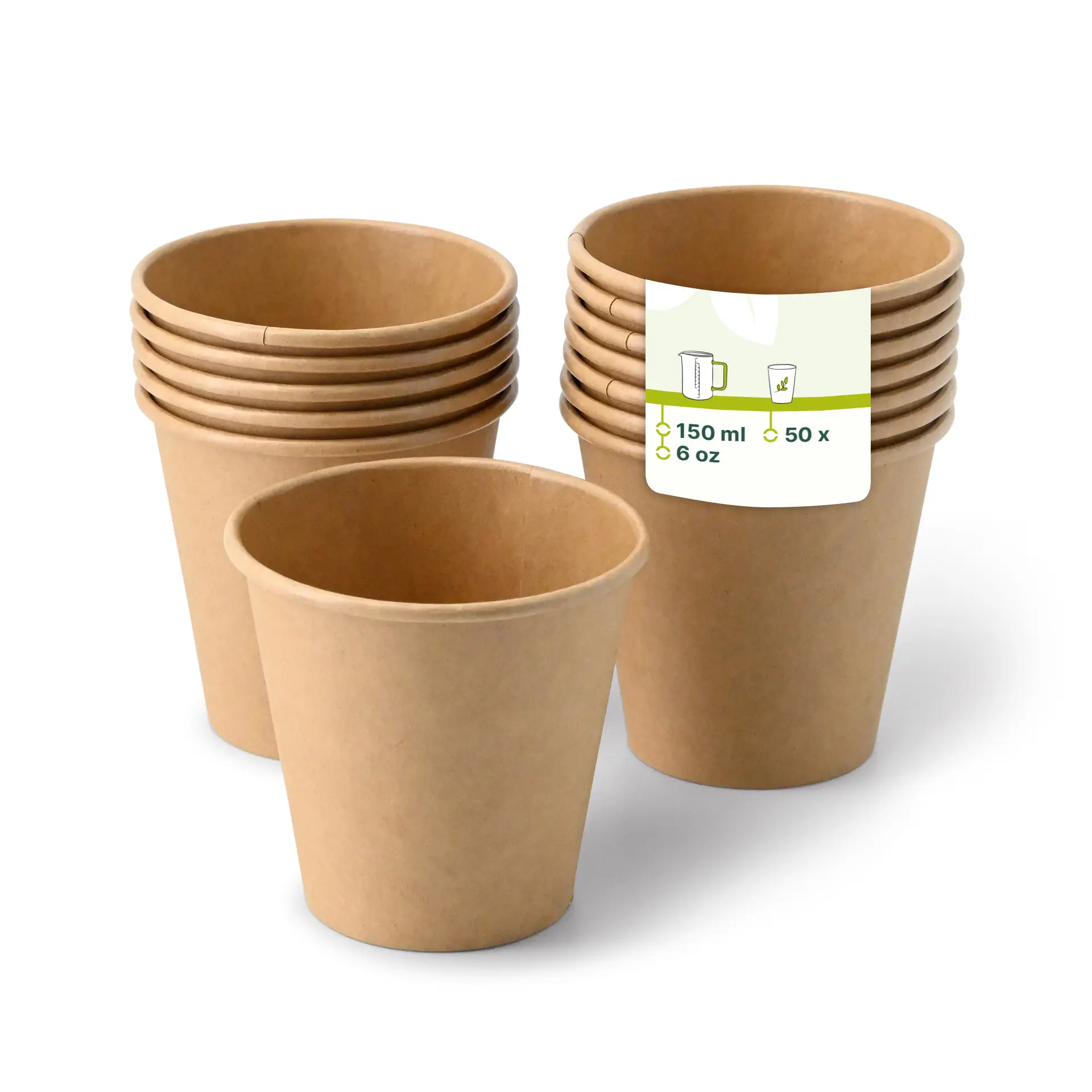 6 oz Paper cups single wall, Ø 80 mm, kraft