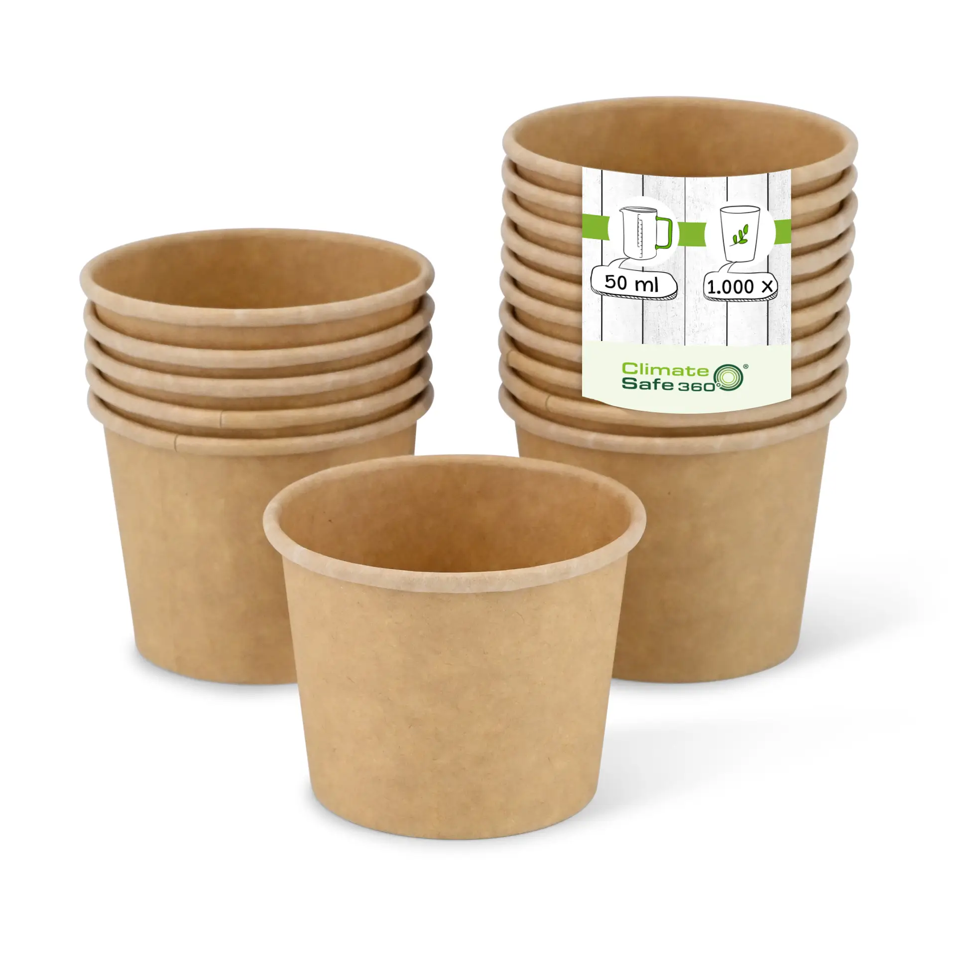 Paper-portion cups 50 ml, Ø 62 mm, unbleached