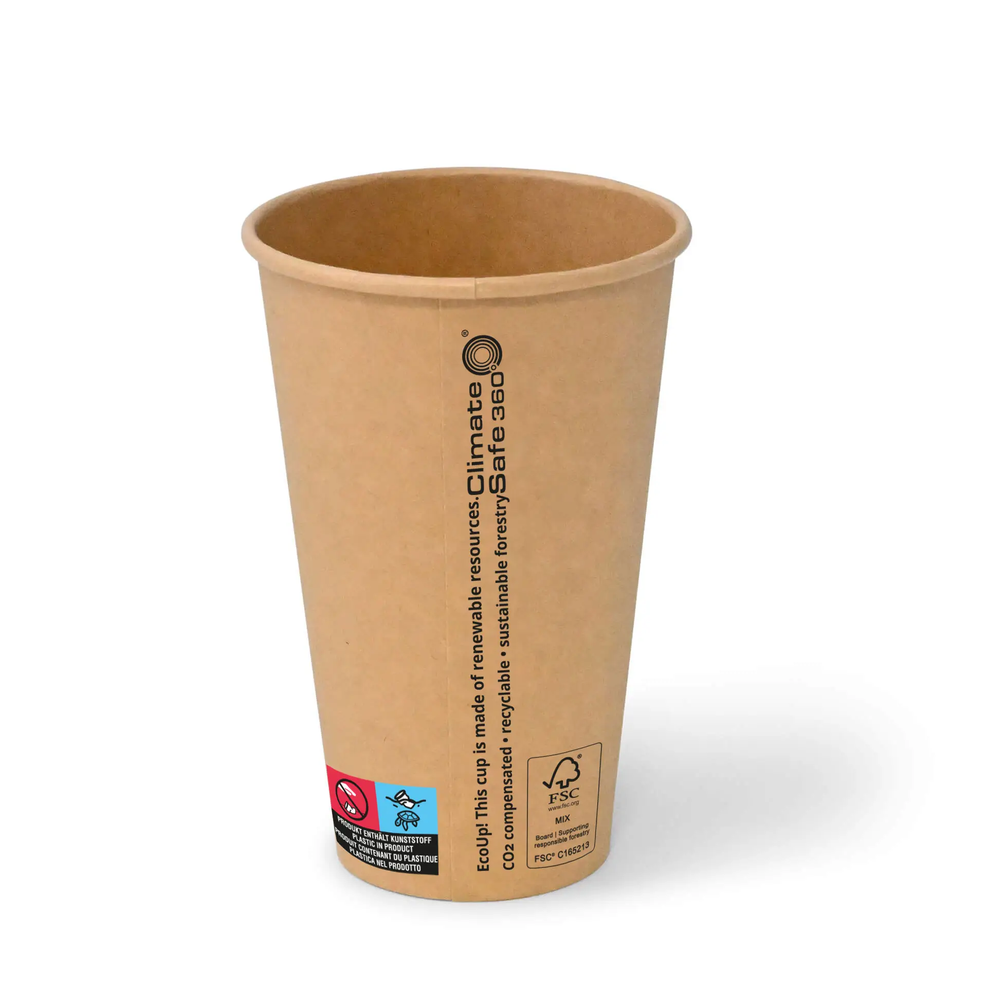 16 oz Paper cups (coated), Ø 90 mm, brown