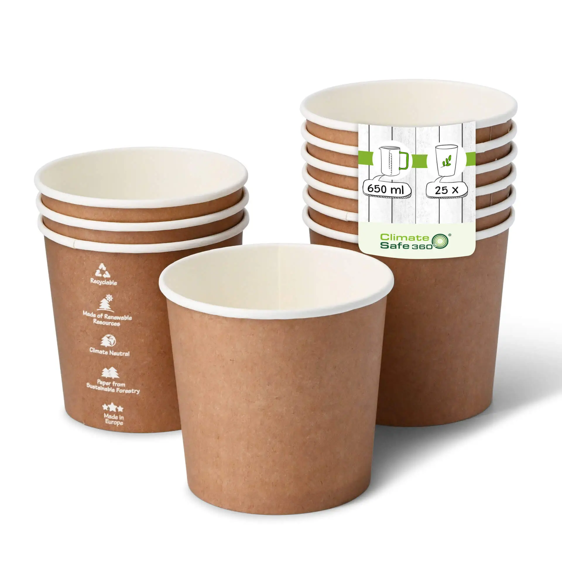 26 oz Cardboard Soup cups, Ø 114 mm, kraft, Icons