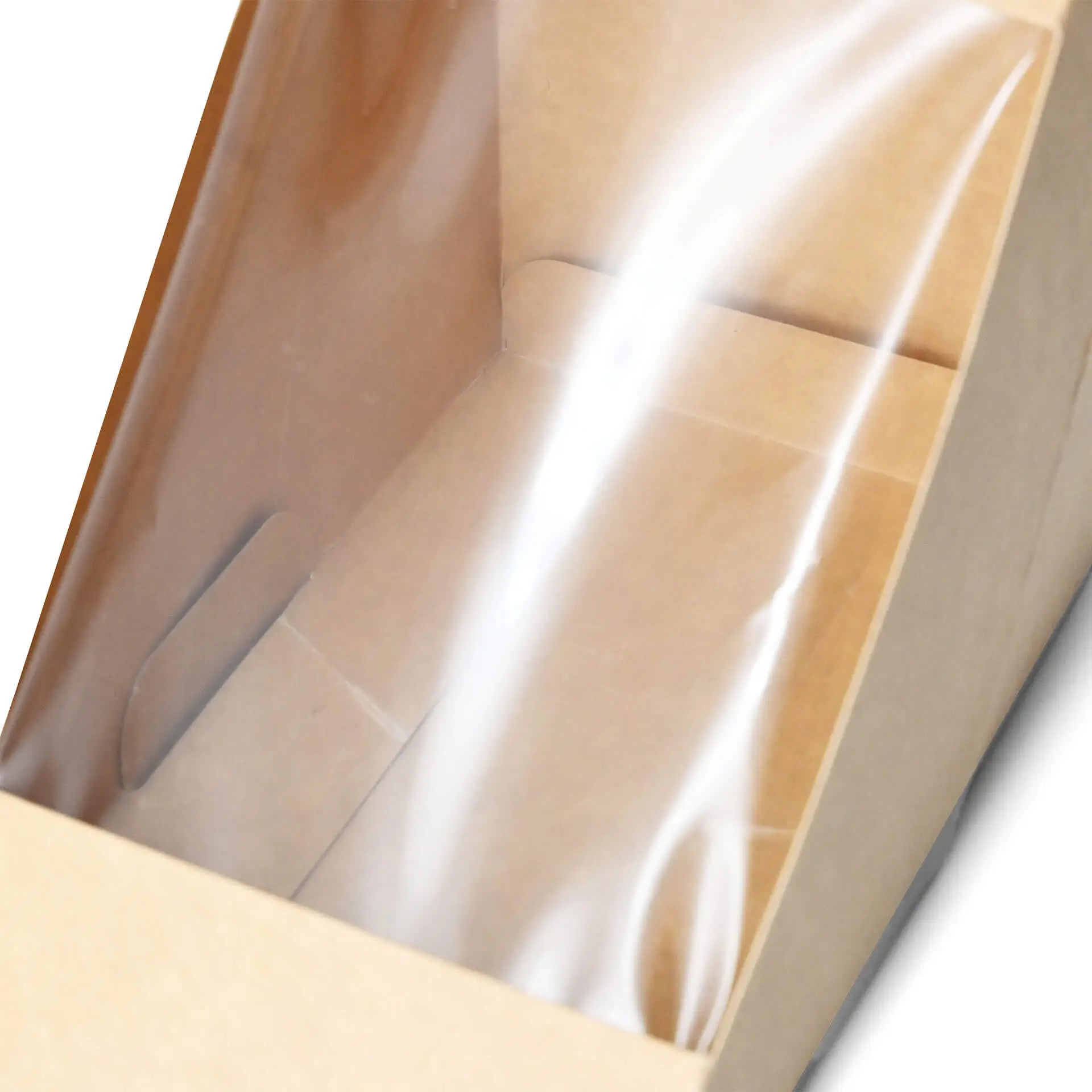 Cardboard Sandwich Boxes, PLA-window, brown