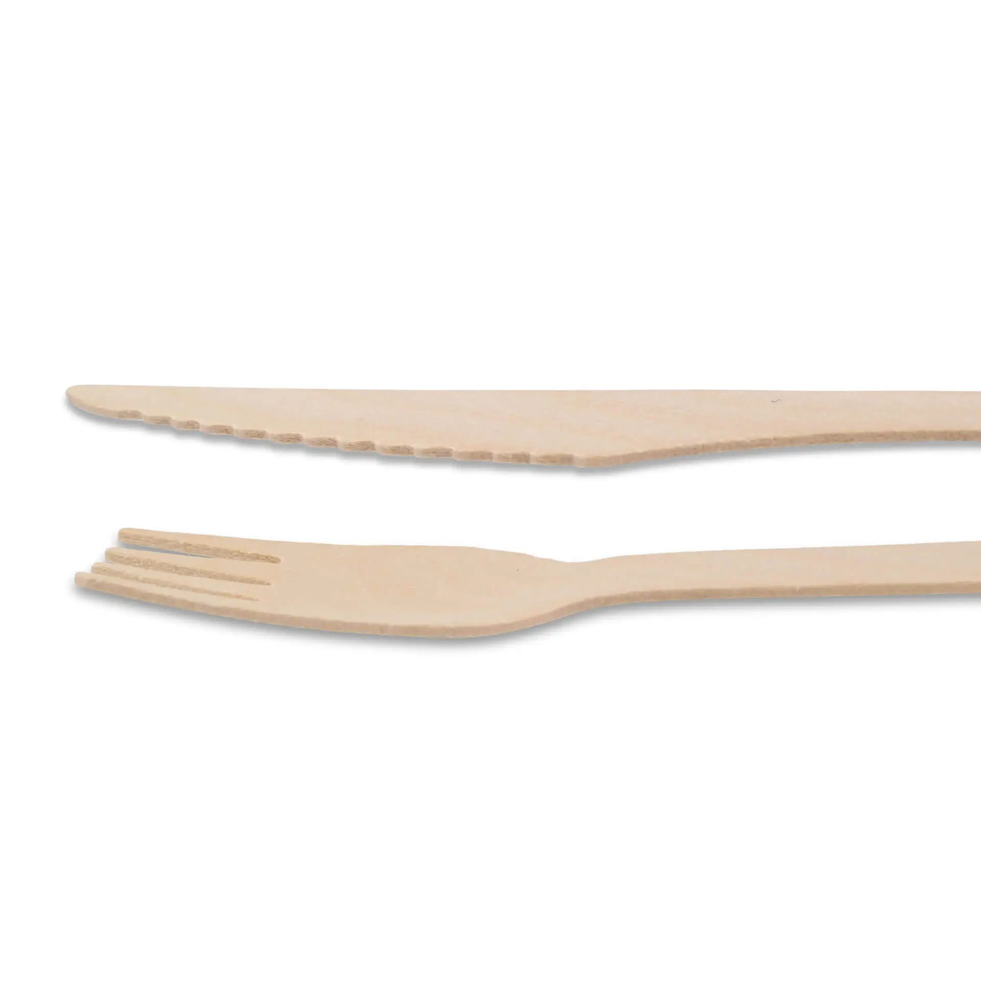 Wooden cutlery sets knife, fork & serviette, 16 cm bio-based coating