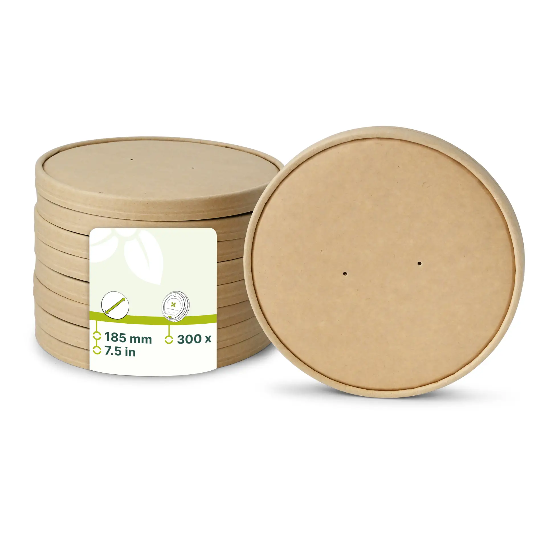 Paper cup lids membrane Ø 185 mm, brown, PLA-coated