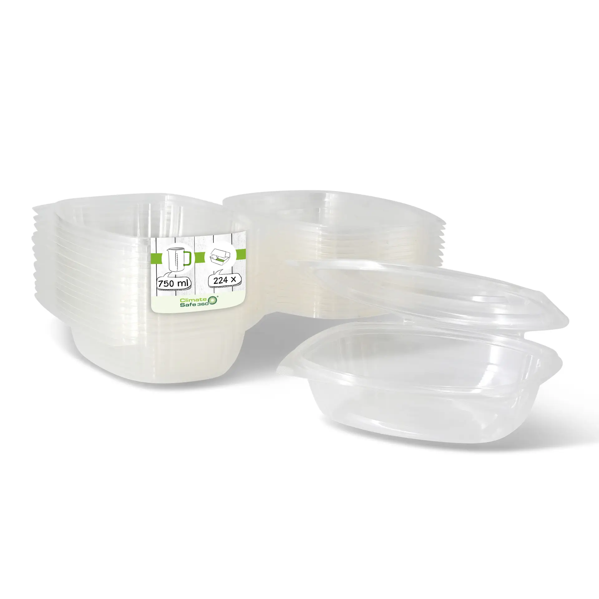 PLA Deli Bowls 750 ml, folding lid, rectangular