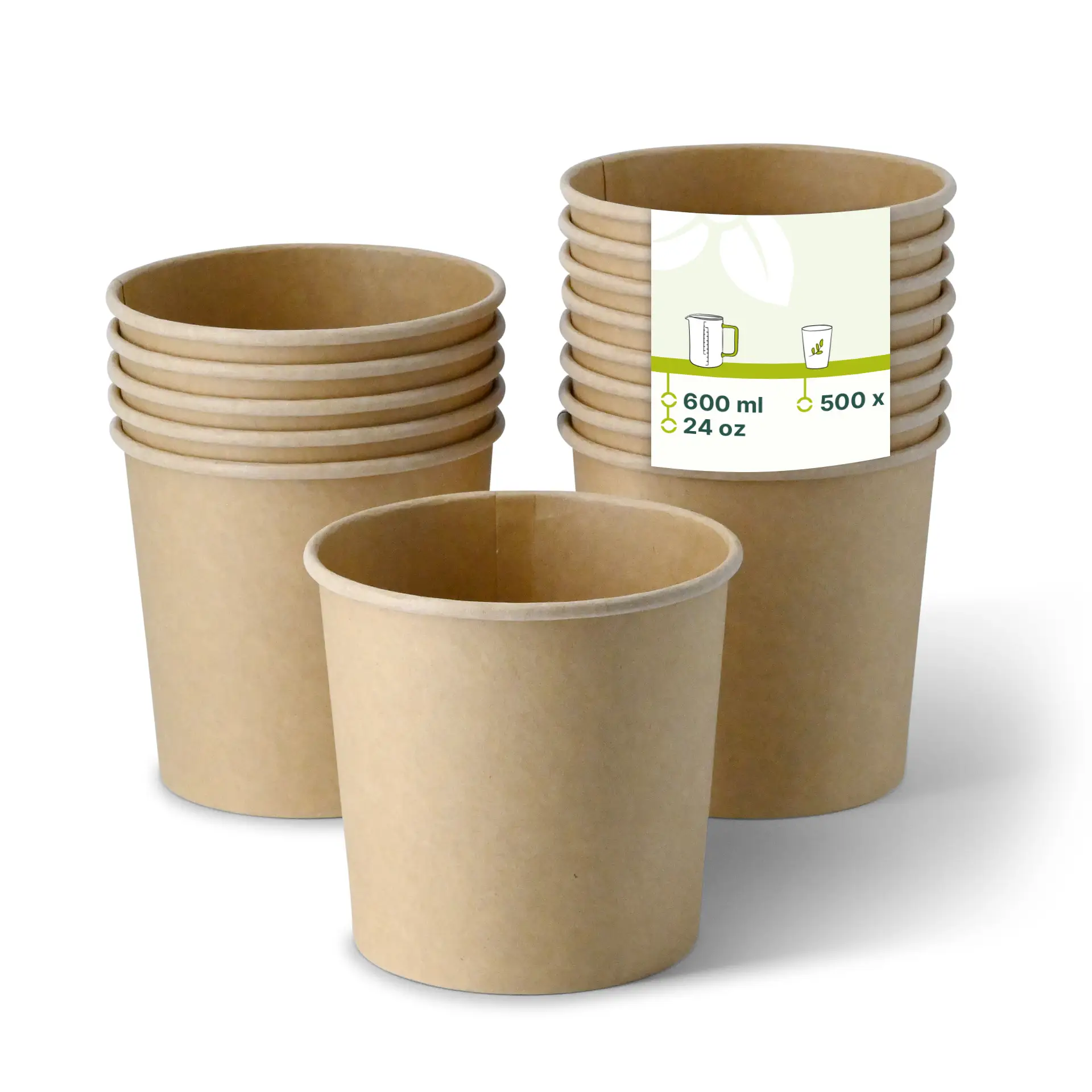 Soup cup to go made of cardboard 600 ml / 24 oz, Ø 115 mm, brown