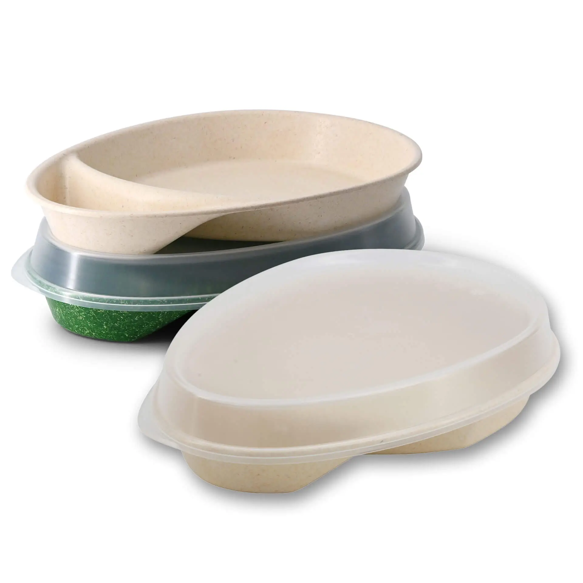 Reusable divided plates "merways Plate" 27.5 × 20 × 3.5 cm, 2 compartments, teardrop, creamy white