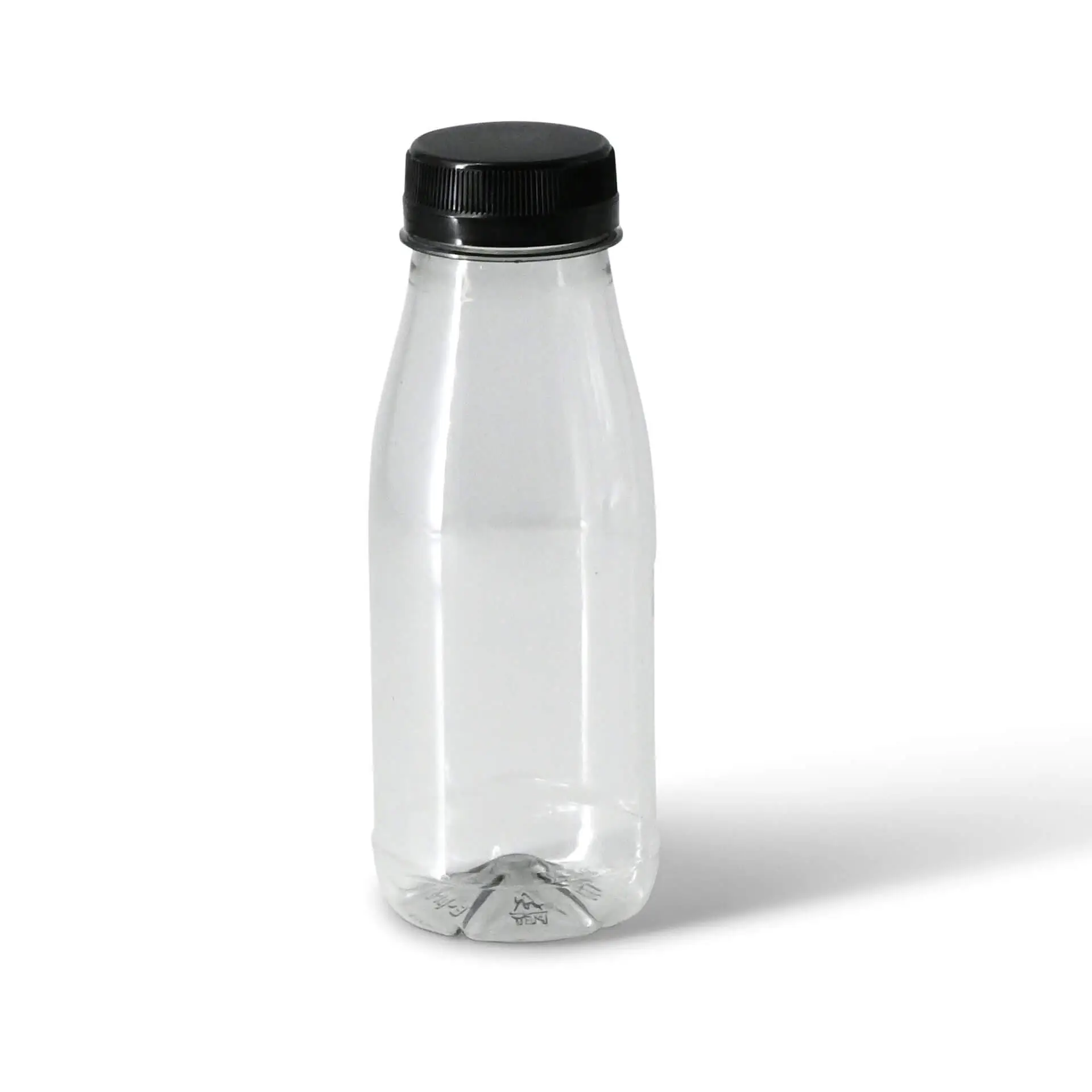 250 ml / 9 oz rPET-bottles, clear, black lid