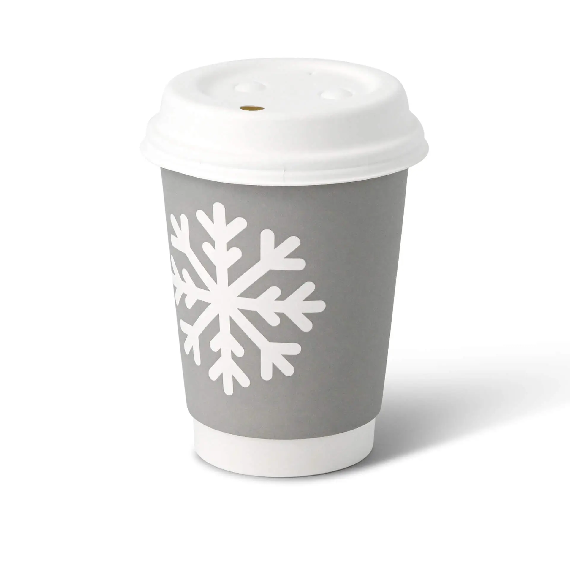 Double-walled paper cup Winter "Snowflake", 300 ml / 12 oz, Ø 90 mm, grey