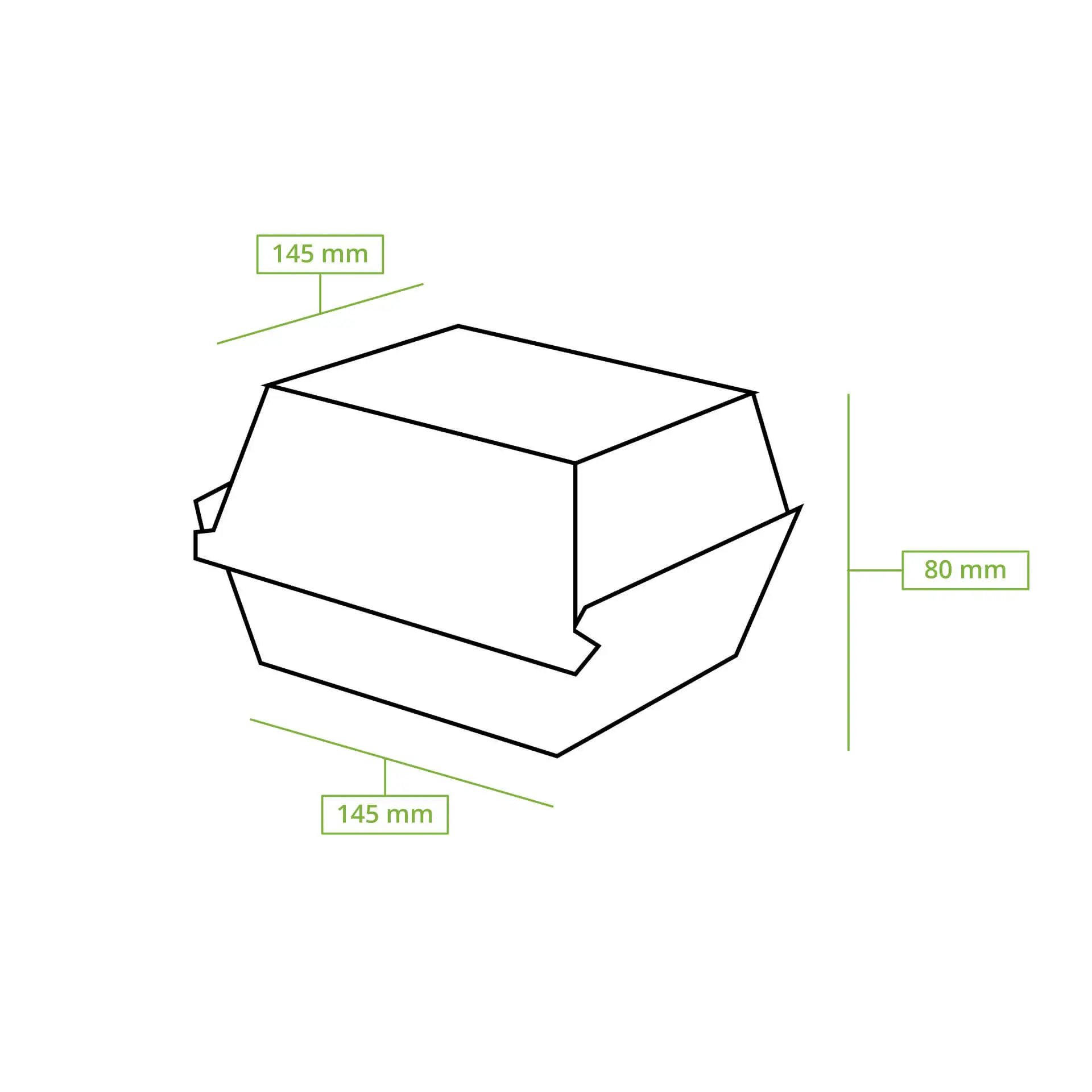 Takeaway burger boxes 14.5 x 14.5 x 8 cm, kraft-white