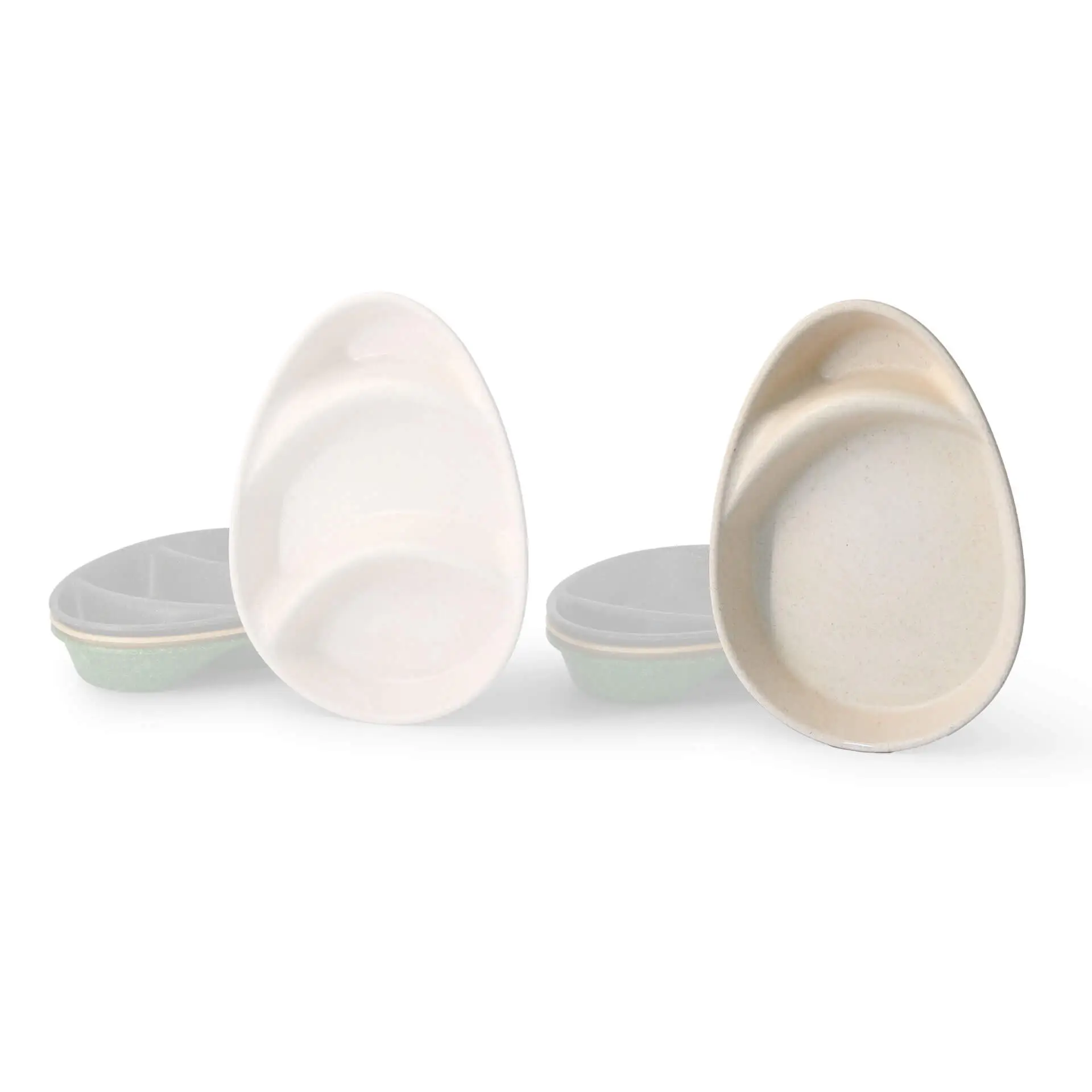 Reusable divided plates "merways Plate" 27.5 × 20 × 3.5 cm, 2 compartments, teardrop, creamy white