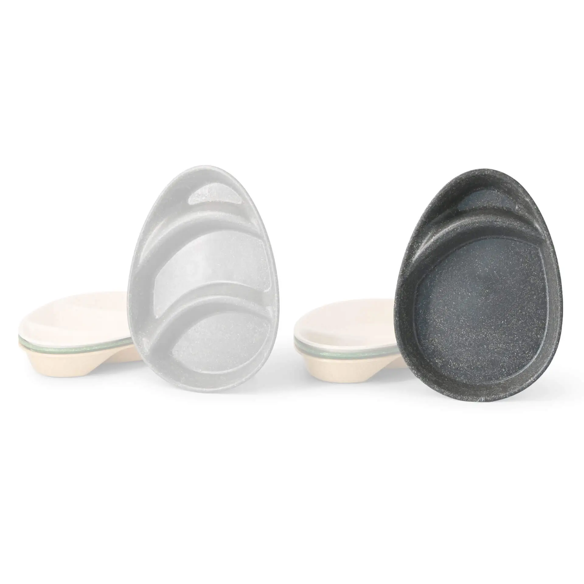 Reusable divided plates "merways Plate" 27.5 × 20 × 3.5 cm, 2 compartments, teardrop, pepper / grey