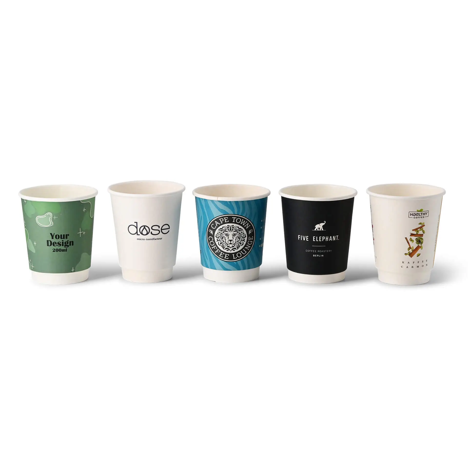 Printed take away coffee cups, double wall 8 oz, matt