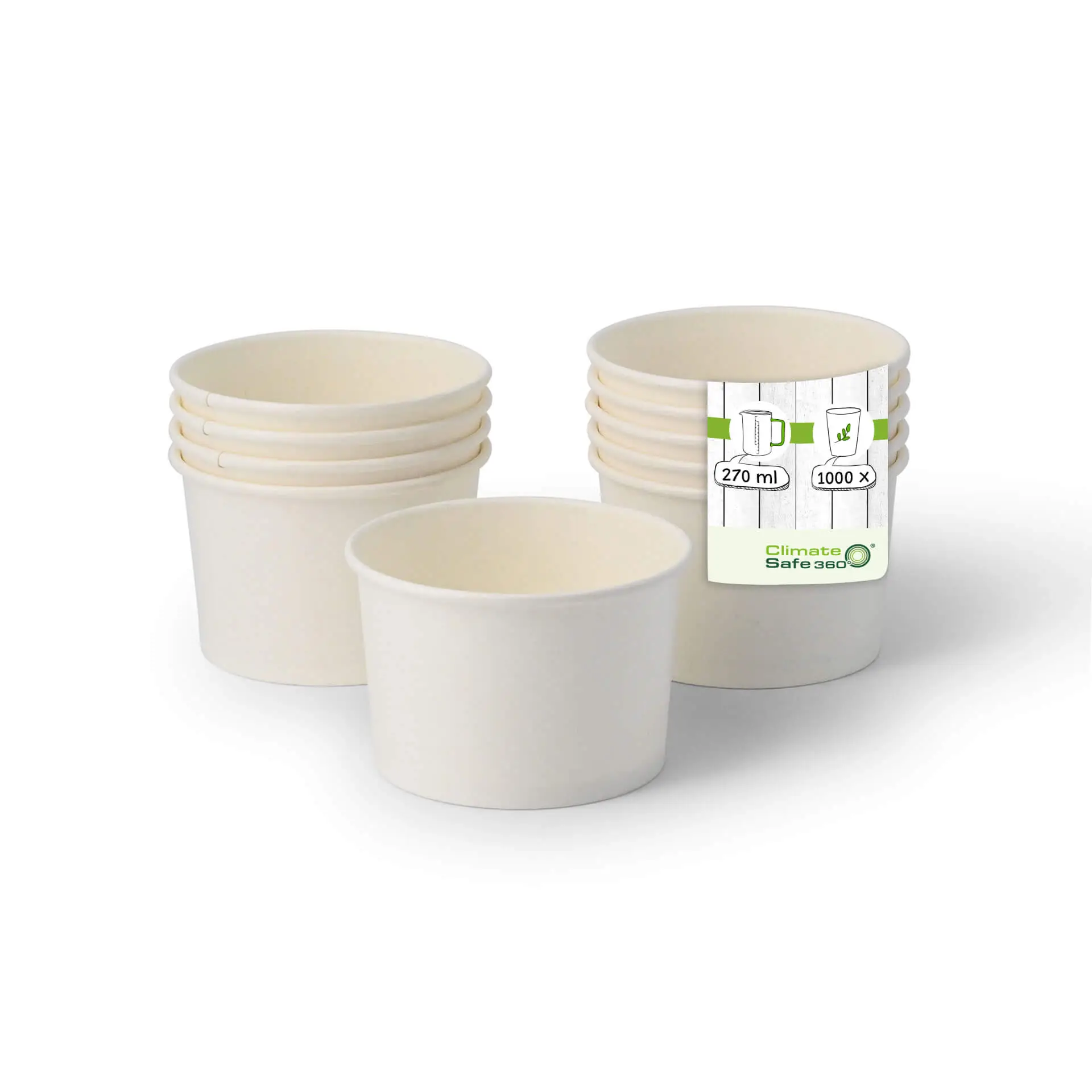 8 oz, max. 9.5 oz Paper cups ice cream M (coated), Ø 92 mm, white