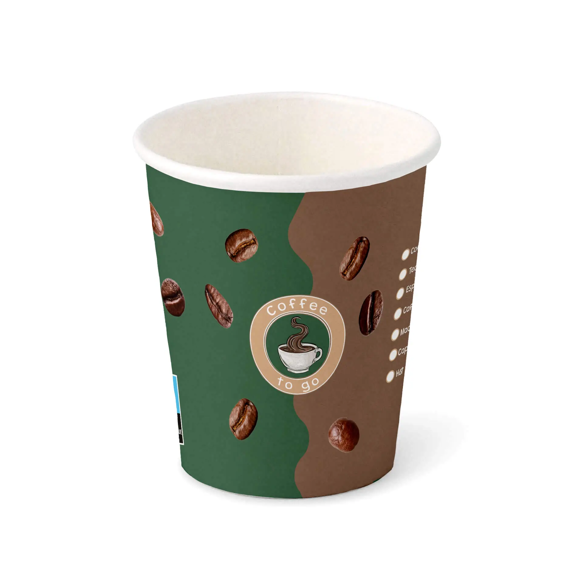 8 oz Printed take away coffee cups, Ø 80 mm, white