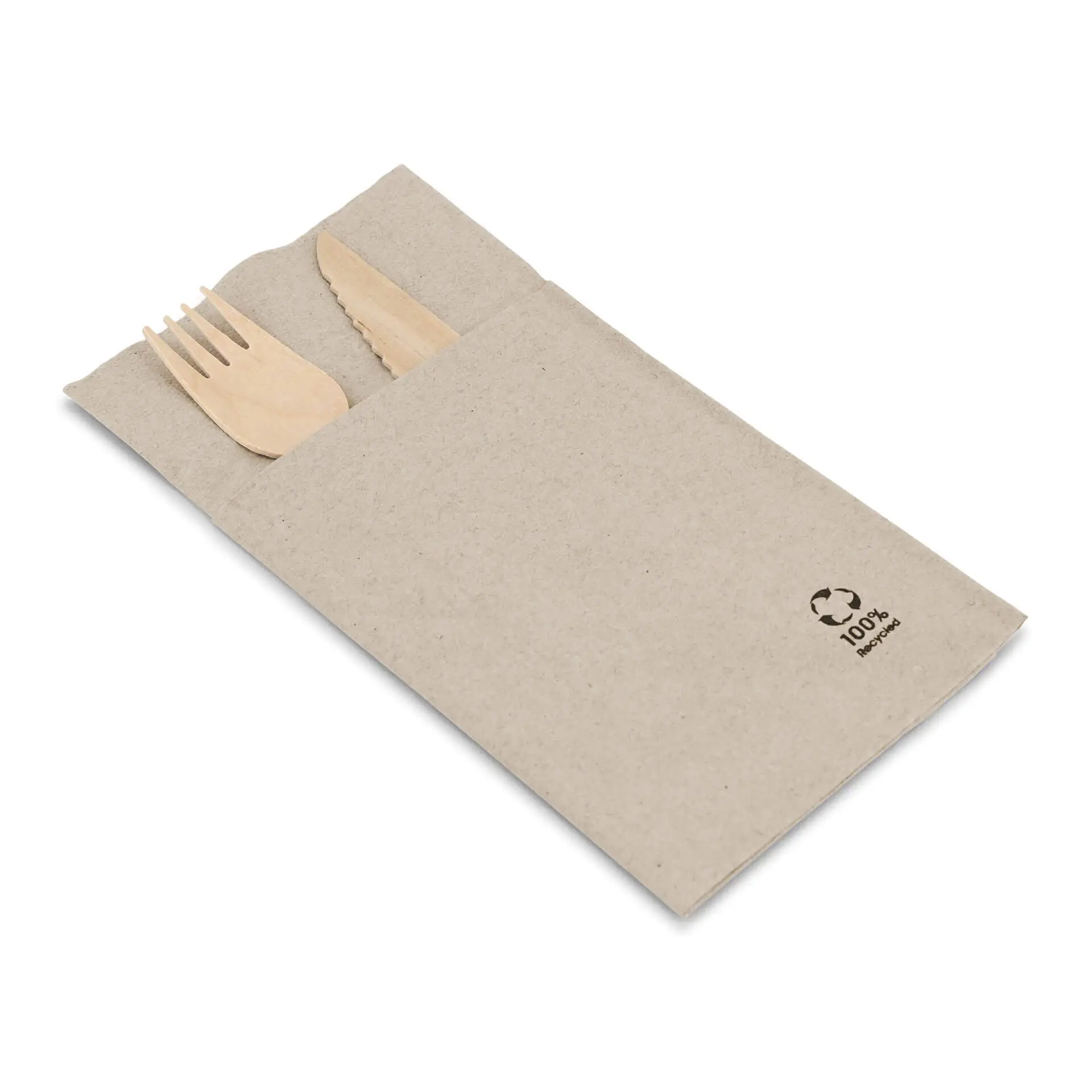 Cutlery napkins made of recycled paper 10 x 19.5 cm, 2-ply, unbleached