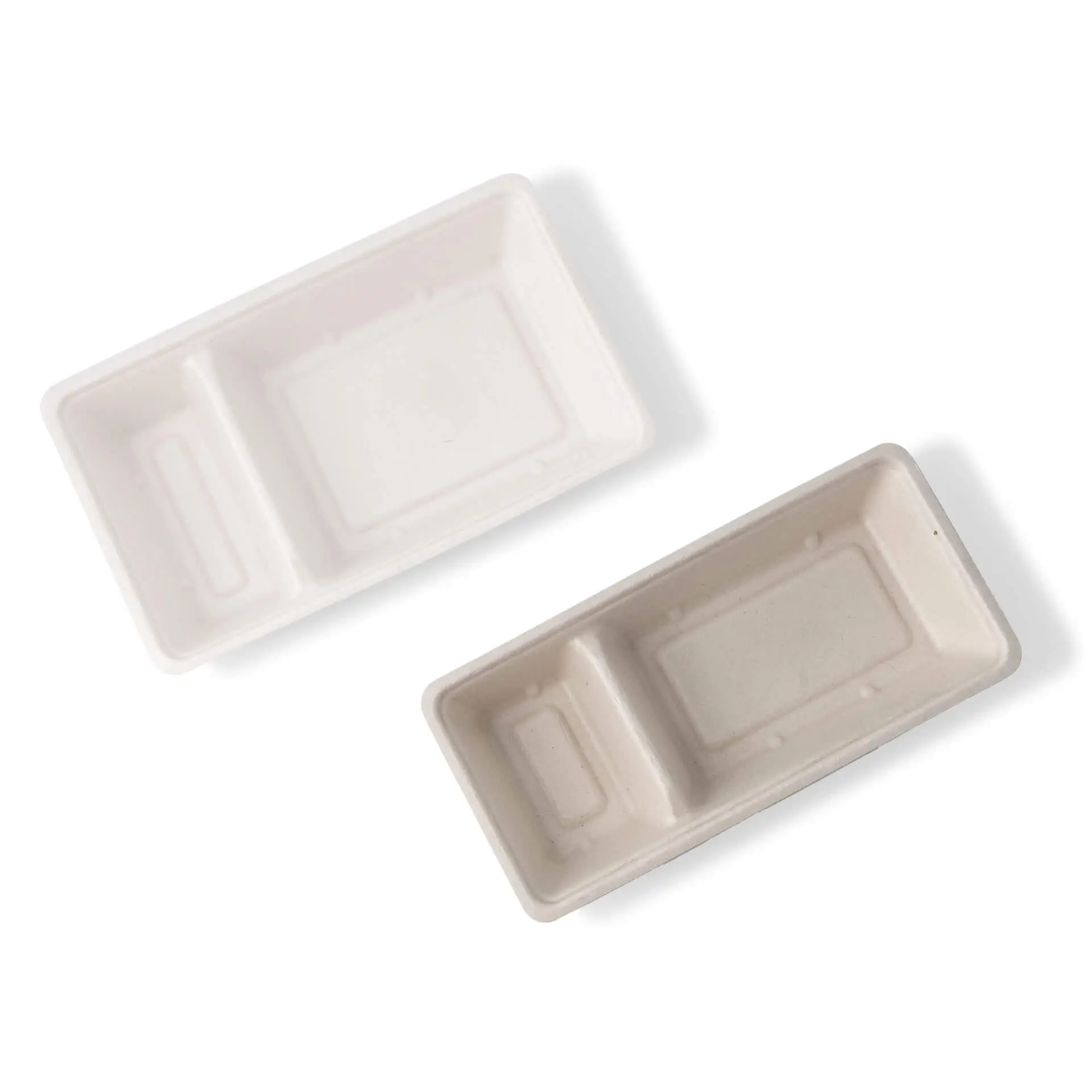 Sugarcane-fries-trays, 2 compartments, 9.5 x 20 x 3.5 cm