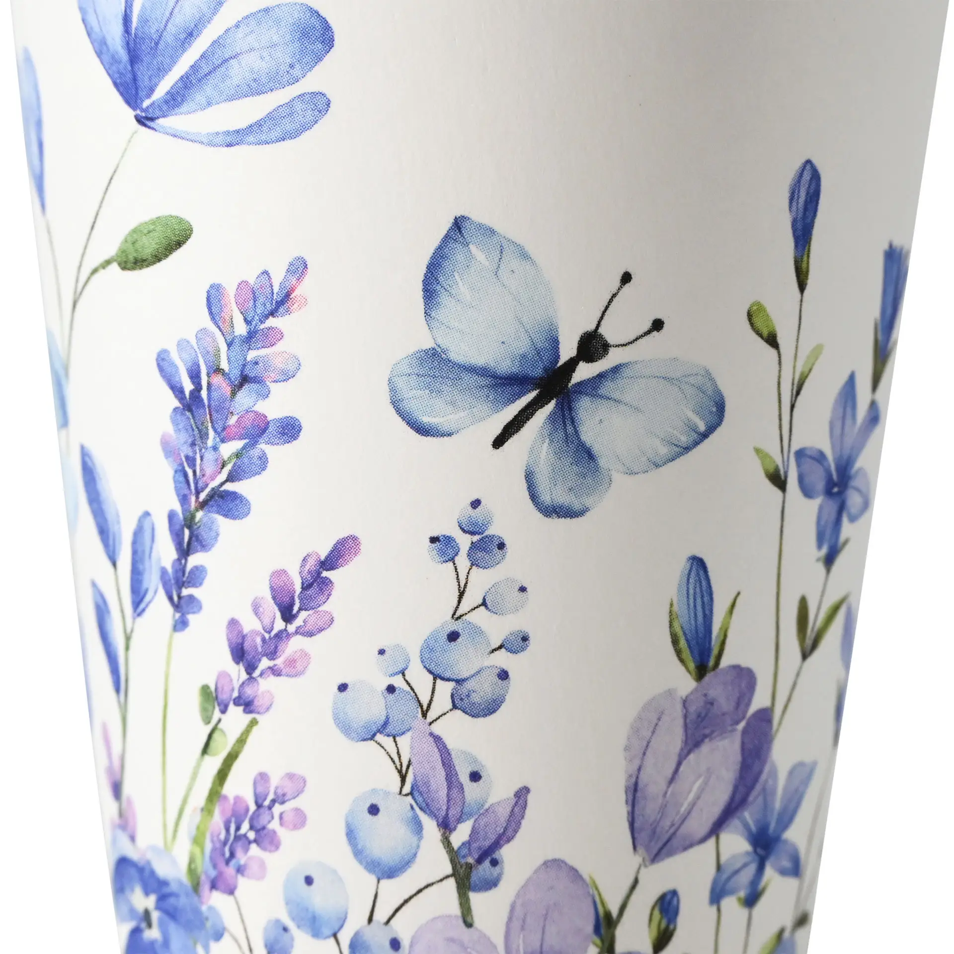 12 oz Paper cups spring 'Violets' single wall, Ø 90 mm, blue