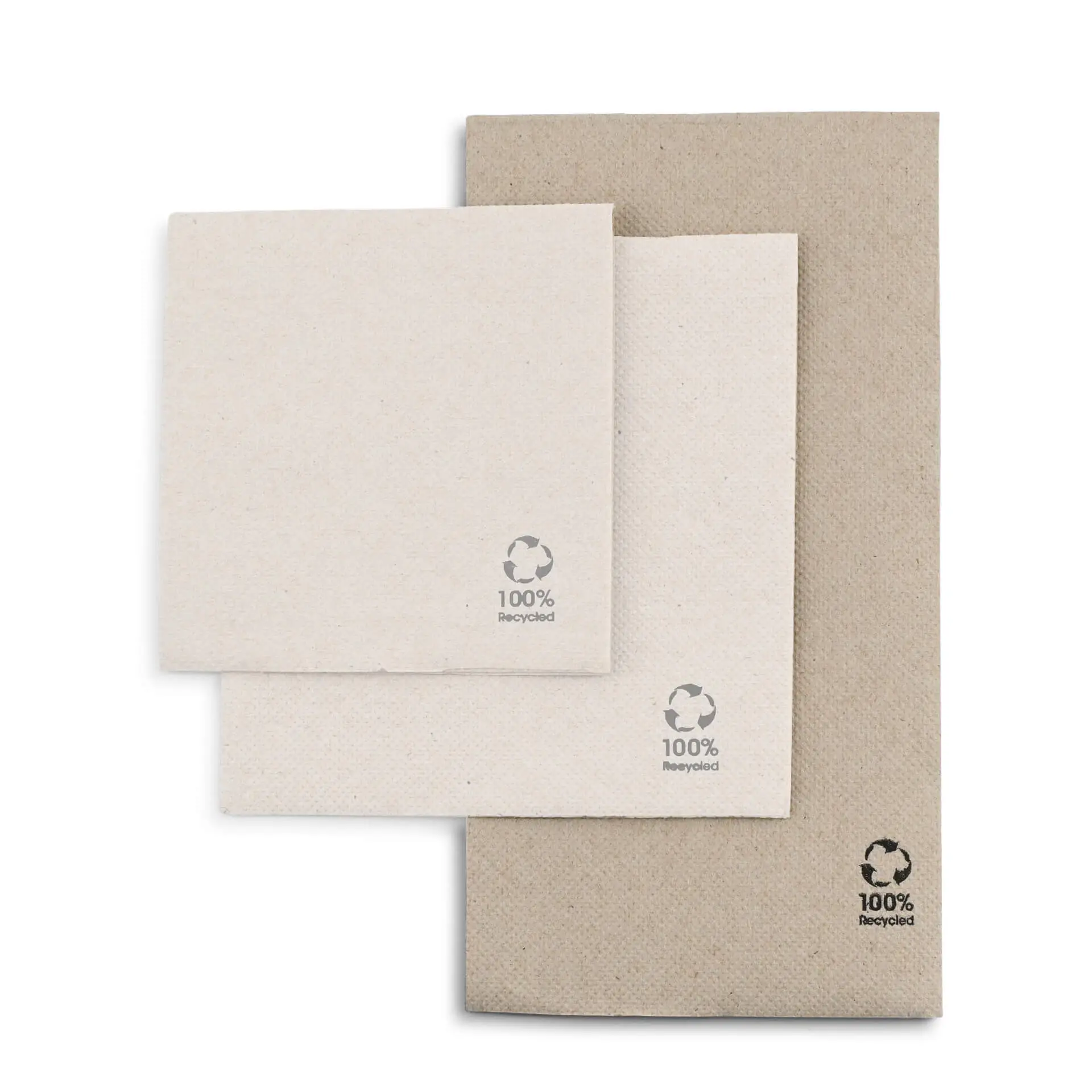 Napkins made of recycled paper (Premium) 40 x 40 cm, 2-ply, 1/8 fold, unbleached