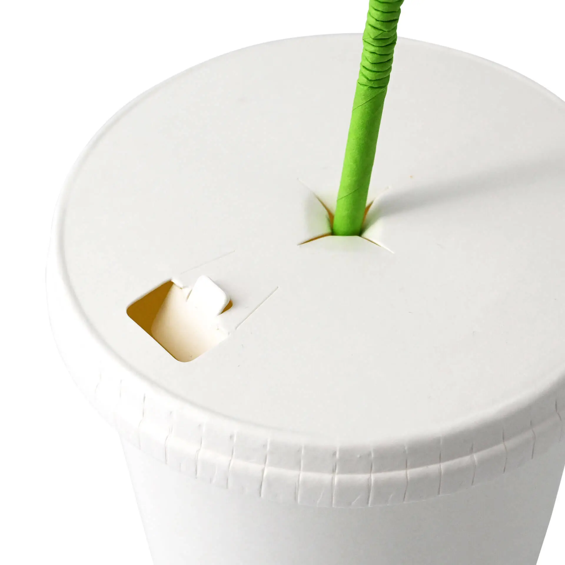 Paper-lids Ø 80 mm, white, drinking + straw hole