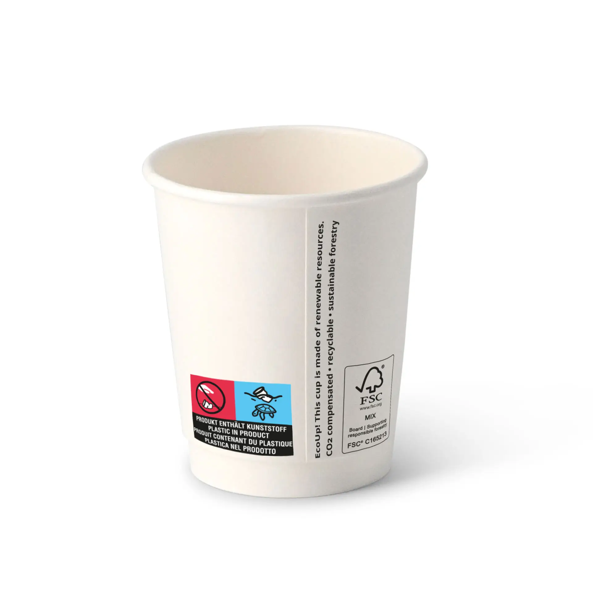 8 oz Take away coffee cups (coated), double-walled, Ø 80 mm, white