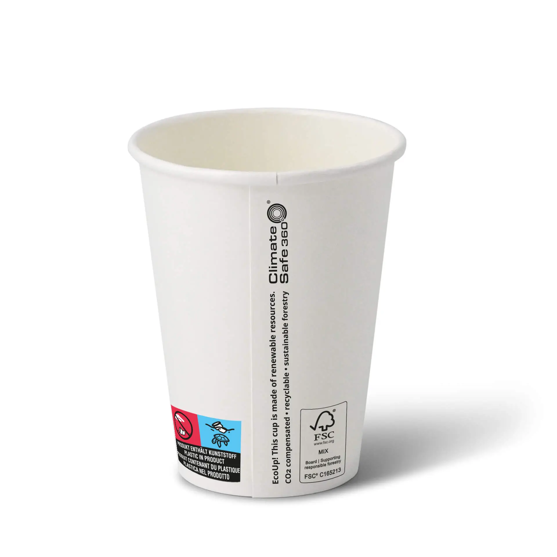 12 oz Paper cups (coated), Ø 90 mm, white