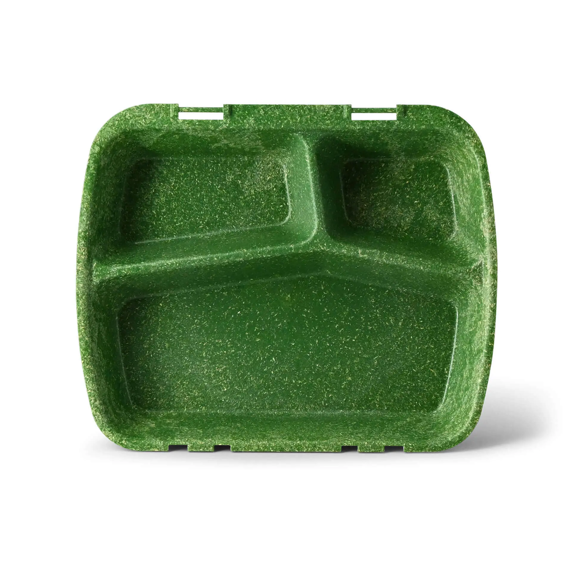 Reusable meal container "merways Box" 24.5 x 20 x 4.5 cm, 3 compartments, HP4/3, spinach green / dark green