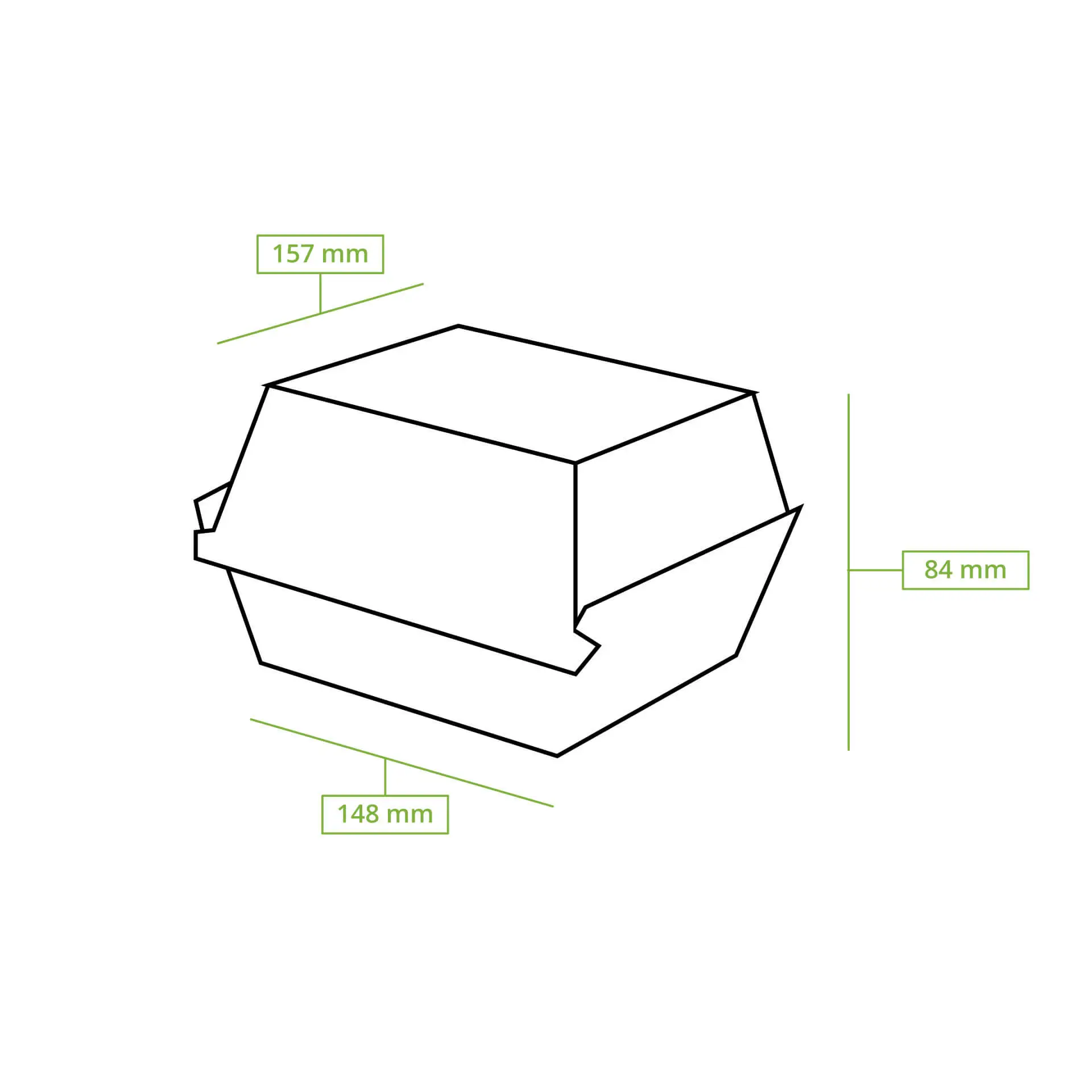 Reusable burger boxes "merways Box" 16 x 15 x 8.5 cm, spinach / dark green