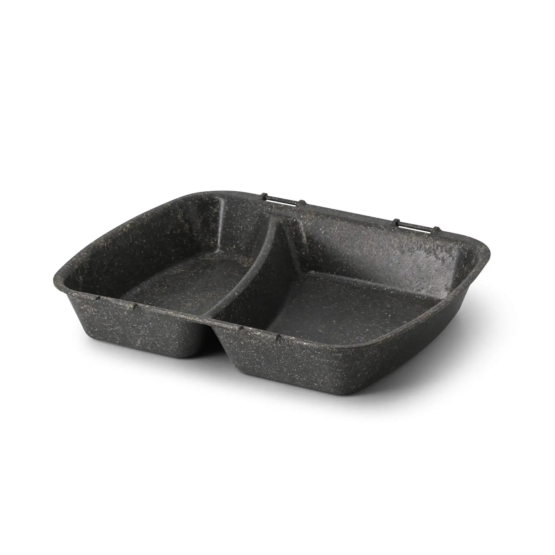 Reusable meal container "merways Box" 24.5 x 20 x 4.5 cm, 2 compartments, HP4/2, pepper / grey