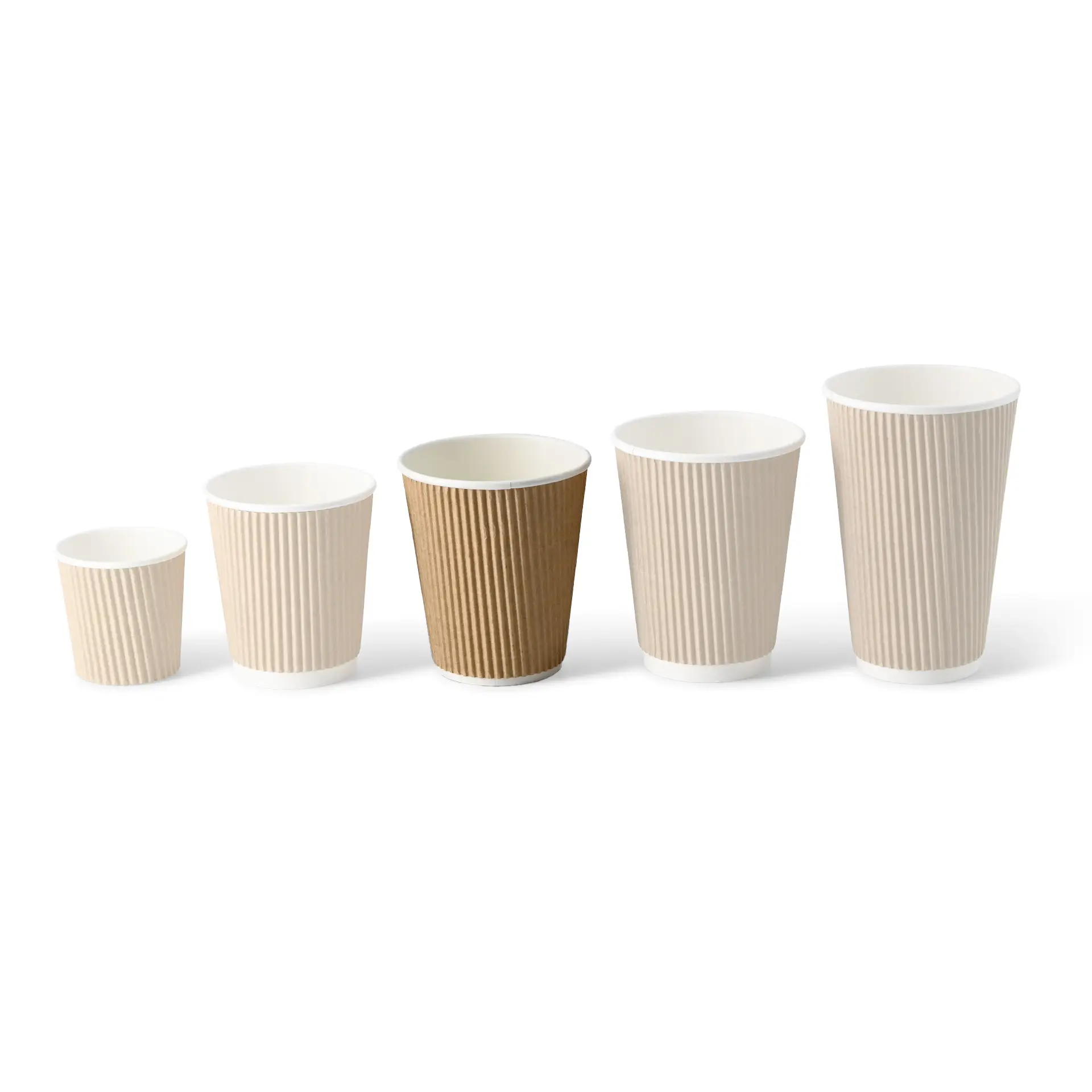 10 oz Take away coffee cups (coated) / Ripple cups, Ø 80 mm, brown, inner white