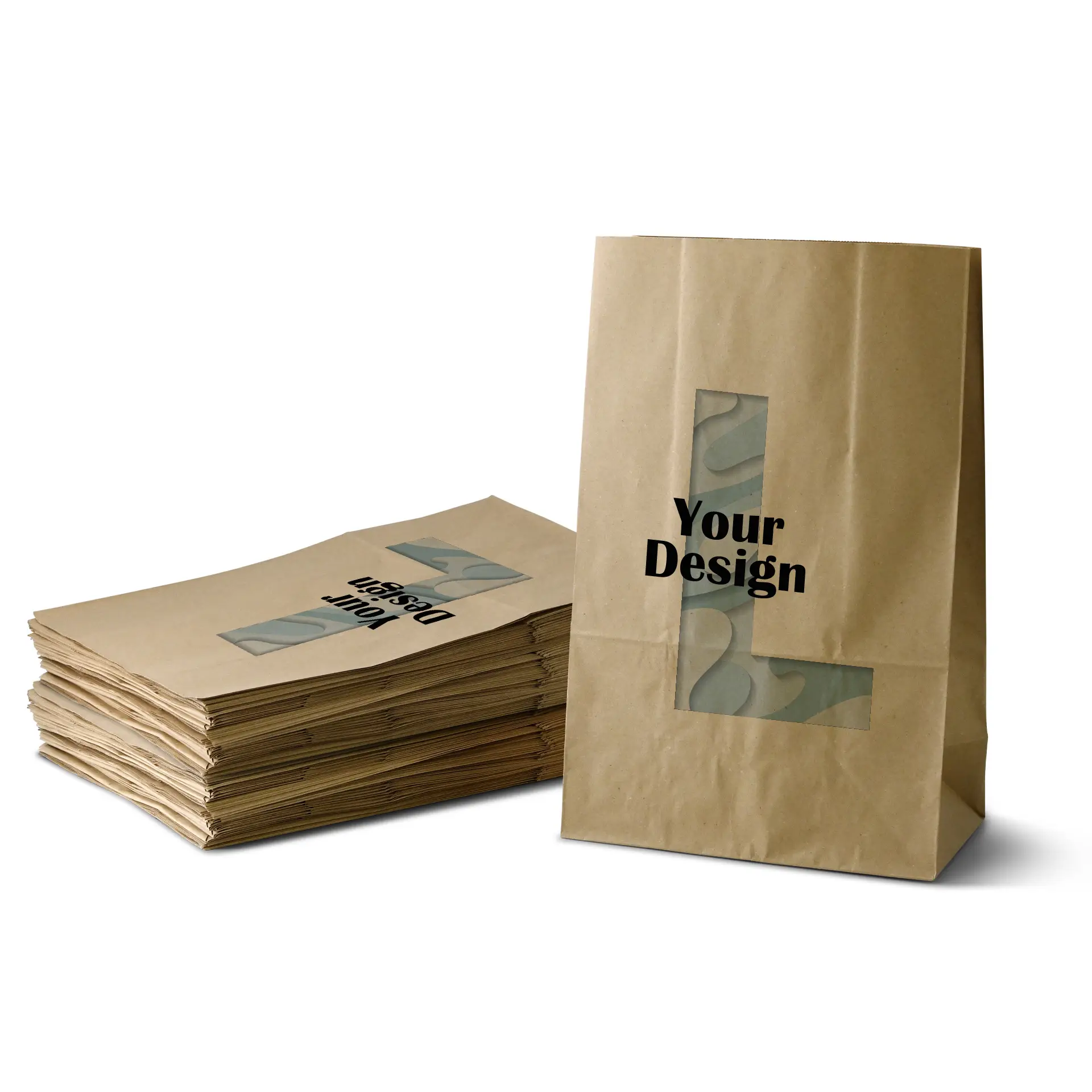 Paper bag printing with logo L 26 x 14 x 40 cm, kraft