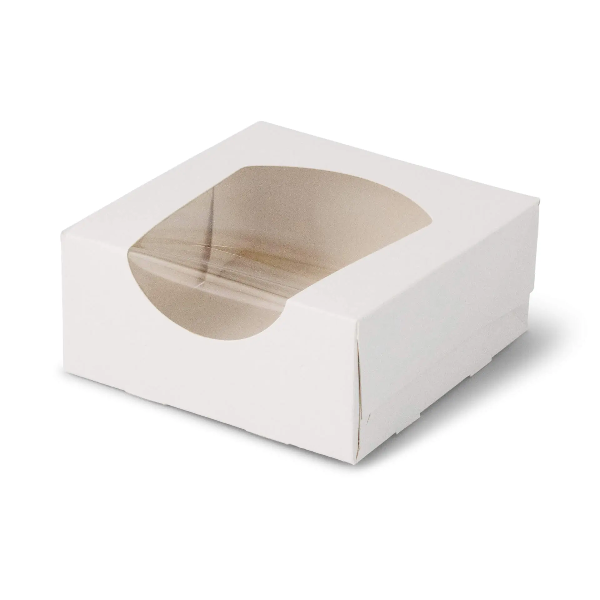 Cardboard- window boxes 12 x 12 x 4 cm, 600 ml, cellulose-window, white, foldable