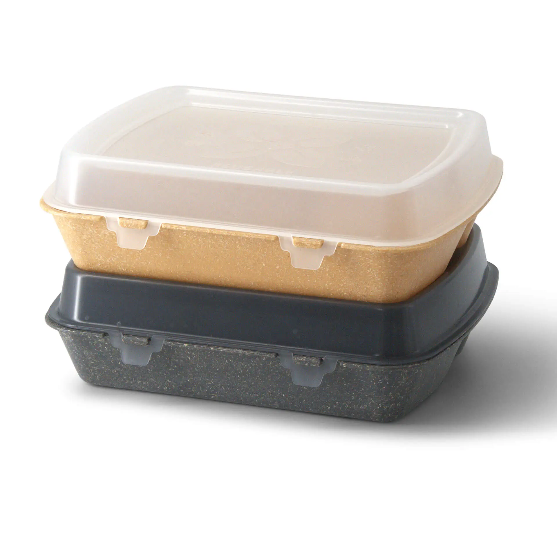 Reusable meal container "merways Box" 24.5 x 20 x 4.5 cm, 2 compartments, HP4/2, caramel / brown