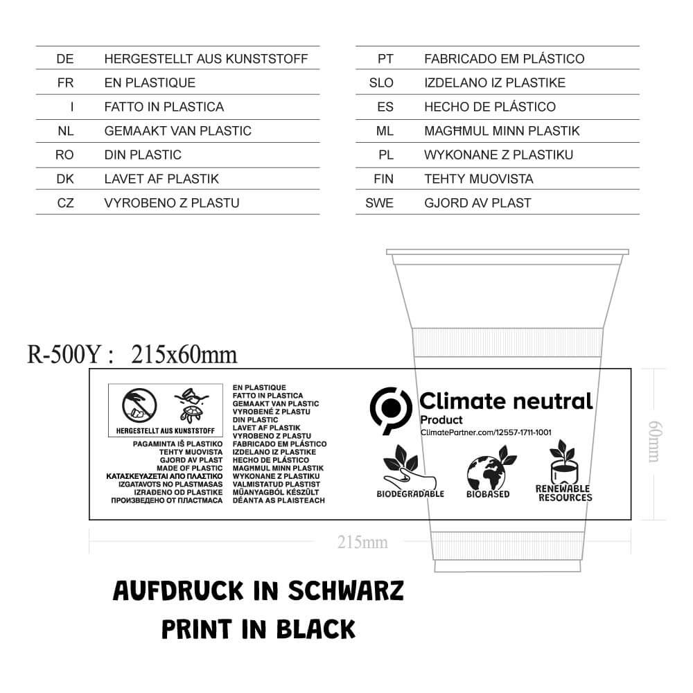 Smoothie Becher aus PLA 400 ml / 16 oz, Ø 96 mm