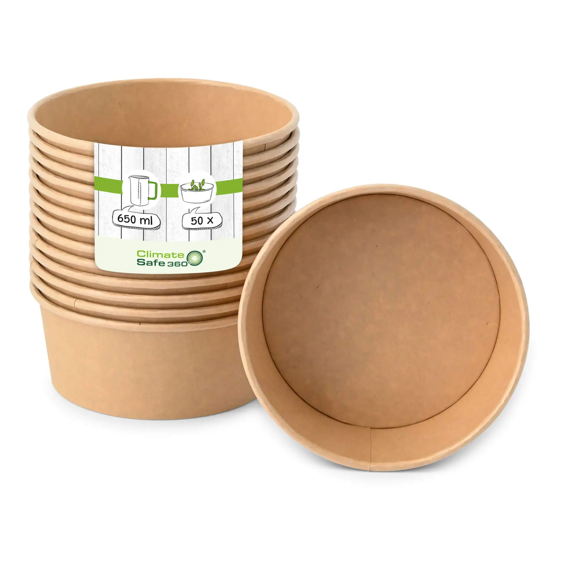 Premium-Cardboard bowls 650 ml, Ø 150 mm, brown, round