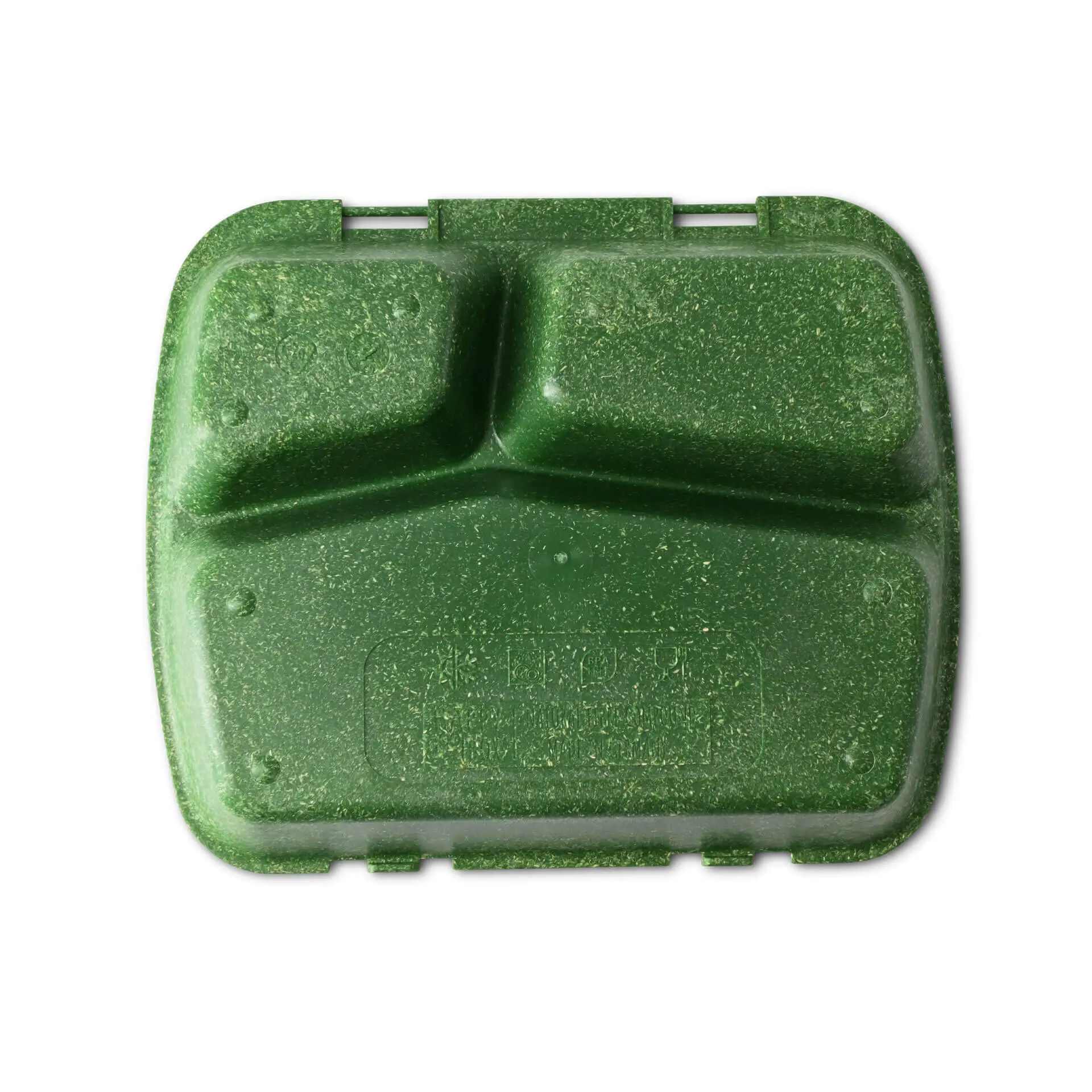 Reusable meal container "merways Box" 24.5 x 20 x 4.5 cm, 3 compartments, HP4/3, spinach green / dark green