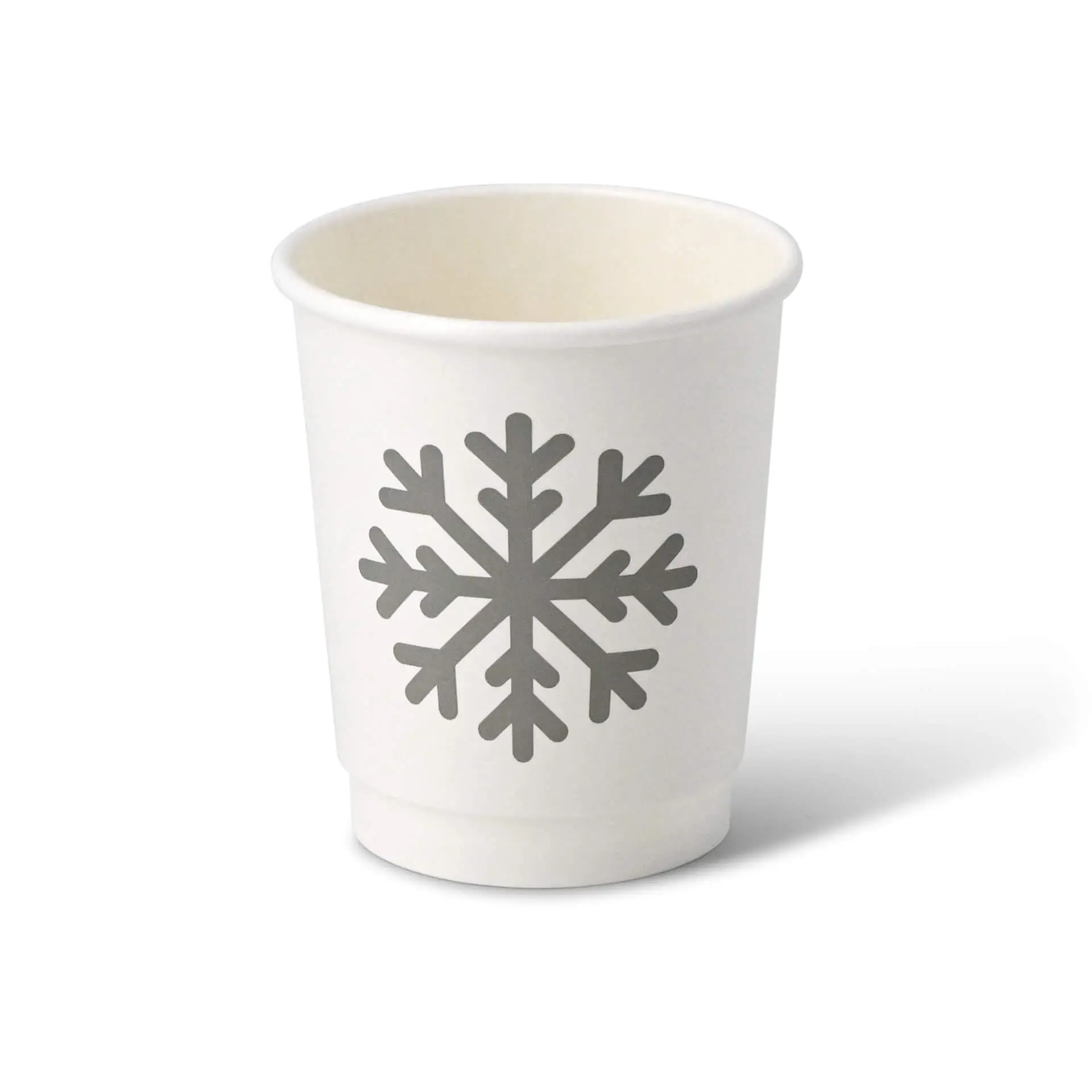 Double-walled paper cup Winter "Snowflake", 200 ml / 8 oz, Ø 80 mm, white