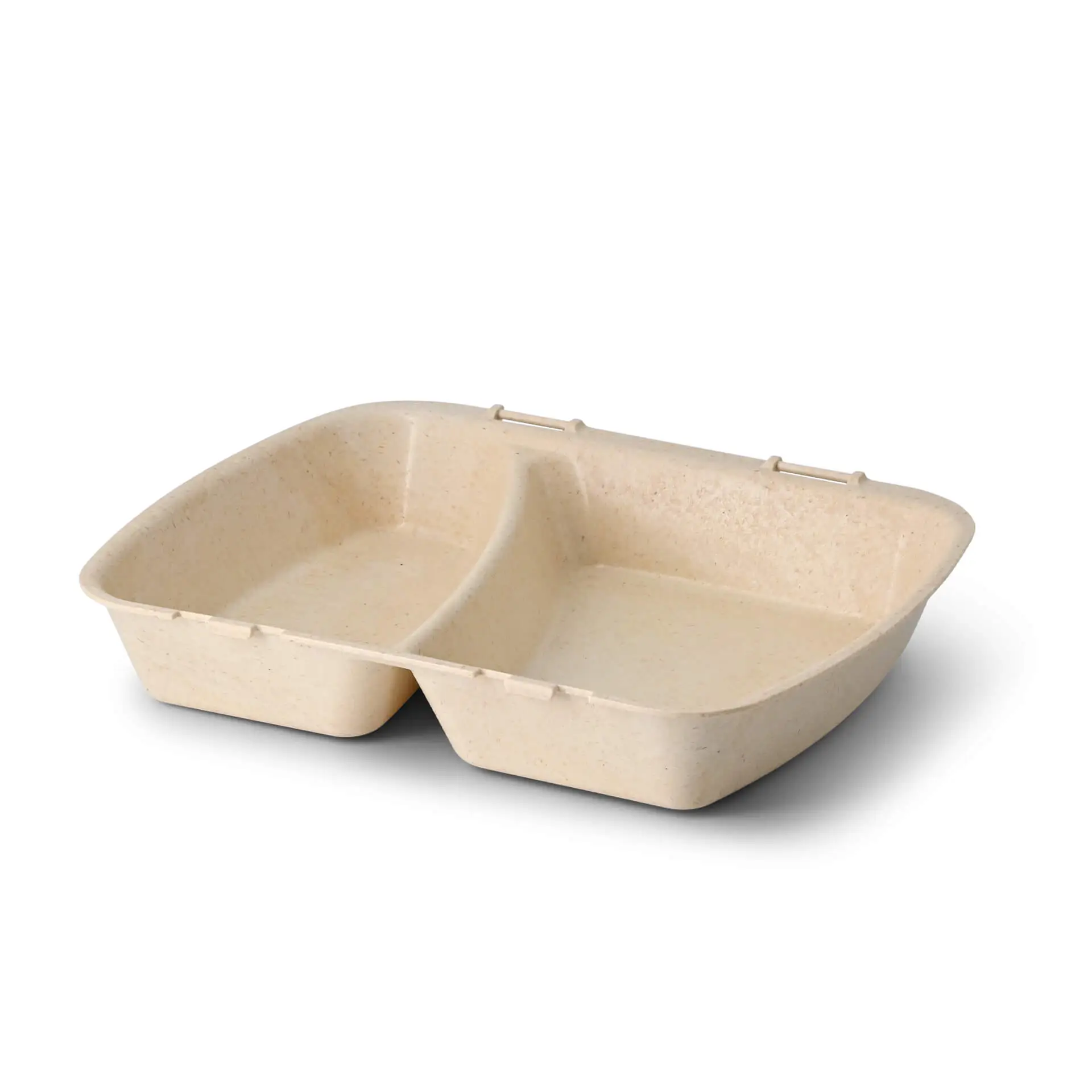 Reusable meal containers "merways Box" 24.5 x 20 x 4.5 cm, 2 compartments, HP4/2, cashew / creamy white