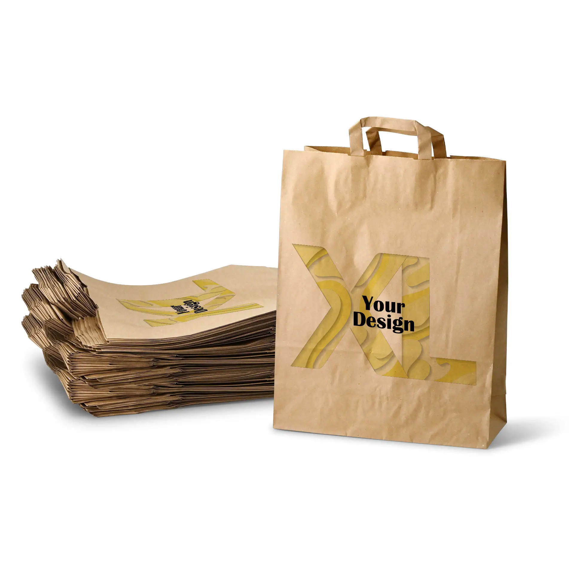 Paper bag printing with logo XL, 32 x 12 x 40 cm, kraft